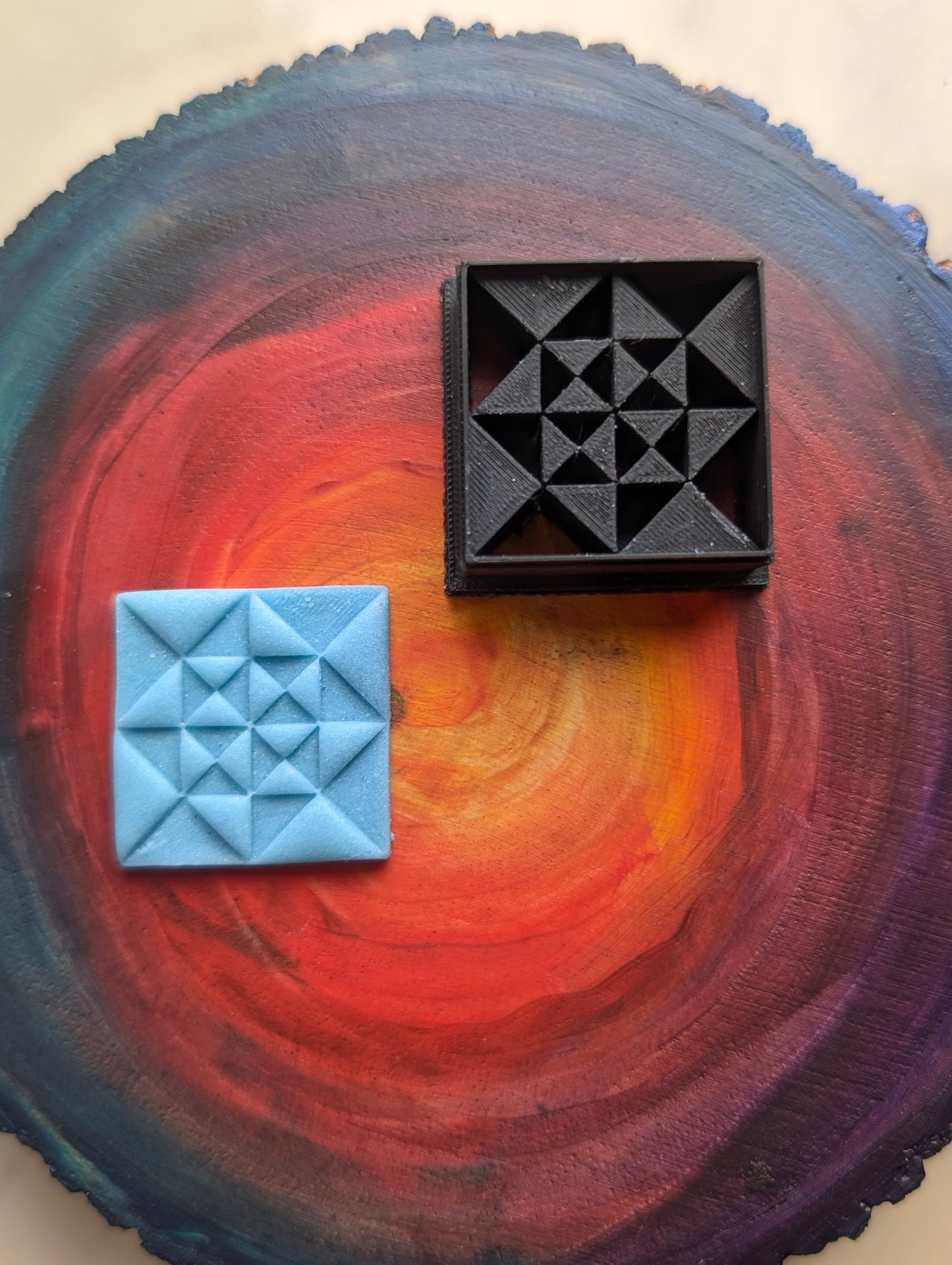 Quilt Square Pattern Inspired All Triangles - Embossed Sharp Clay Cutter