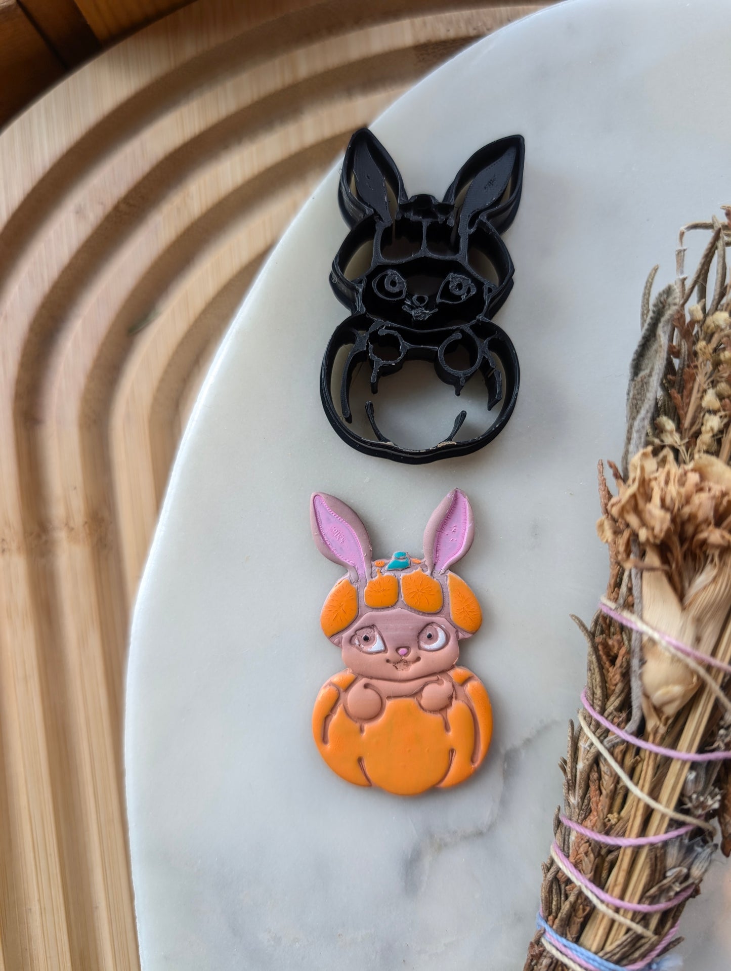 Bunny Rabbit in a Pumpkin Sharp Clay Cutter