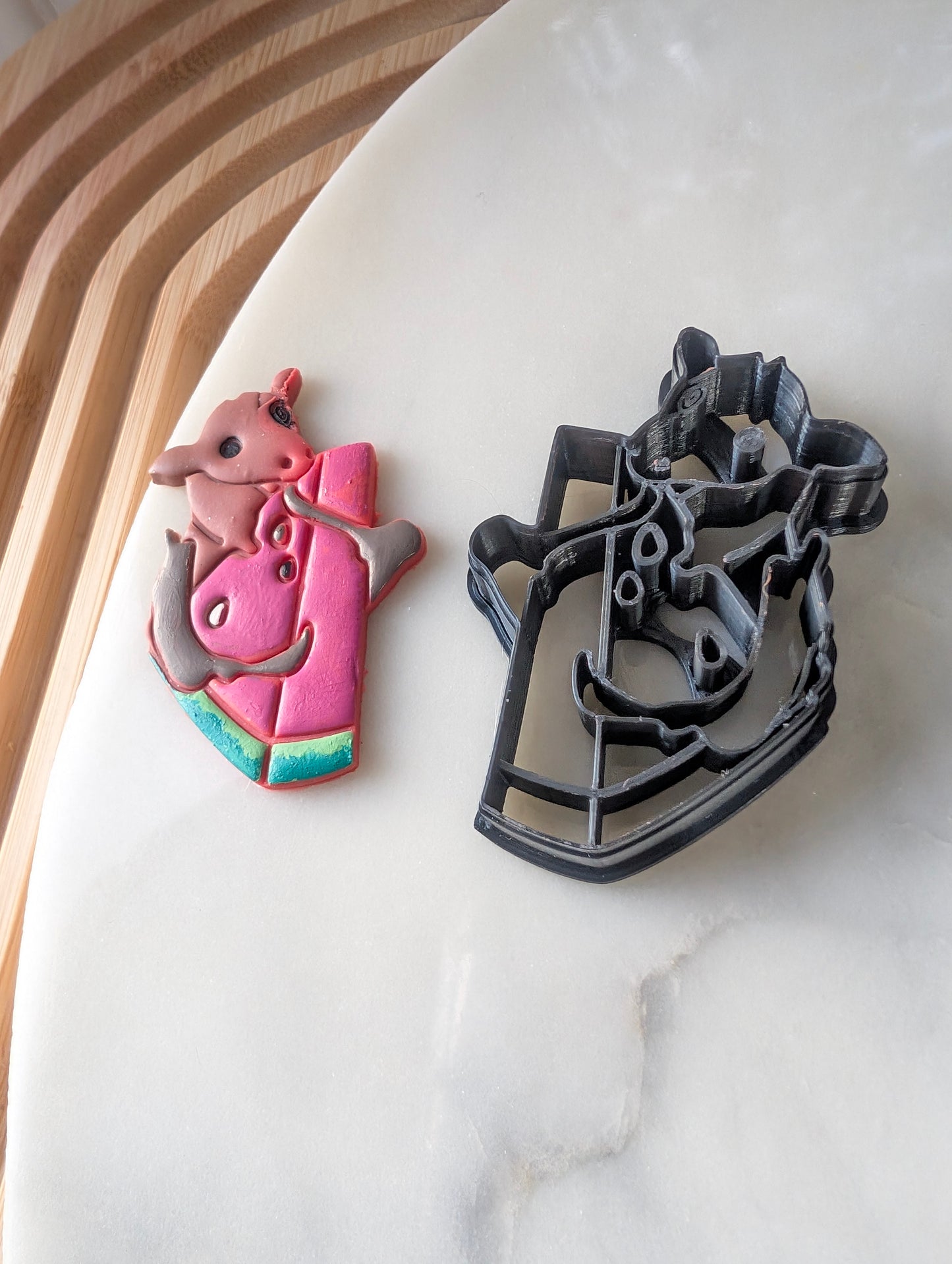 Fruit Bat Portrait with Watermelon Slice Sharp Clay Cutter