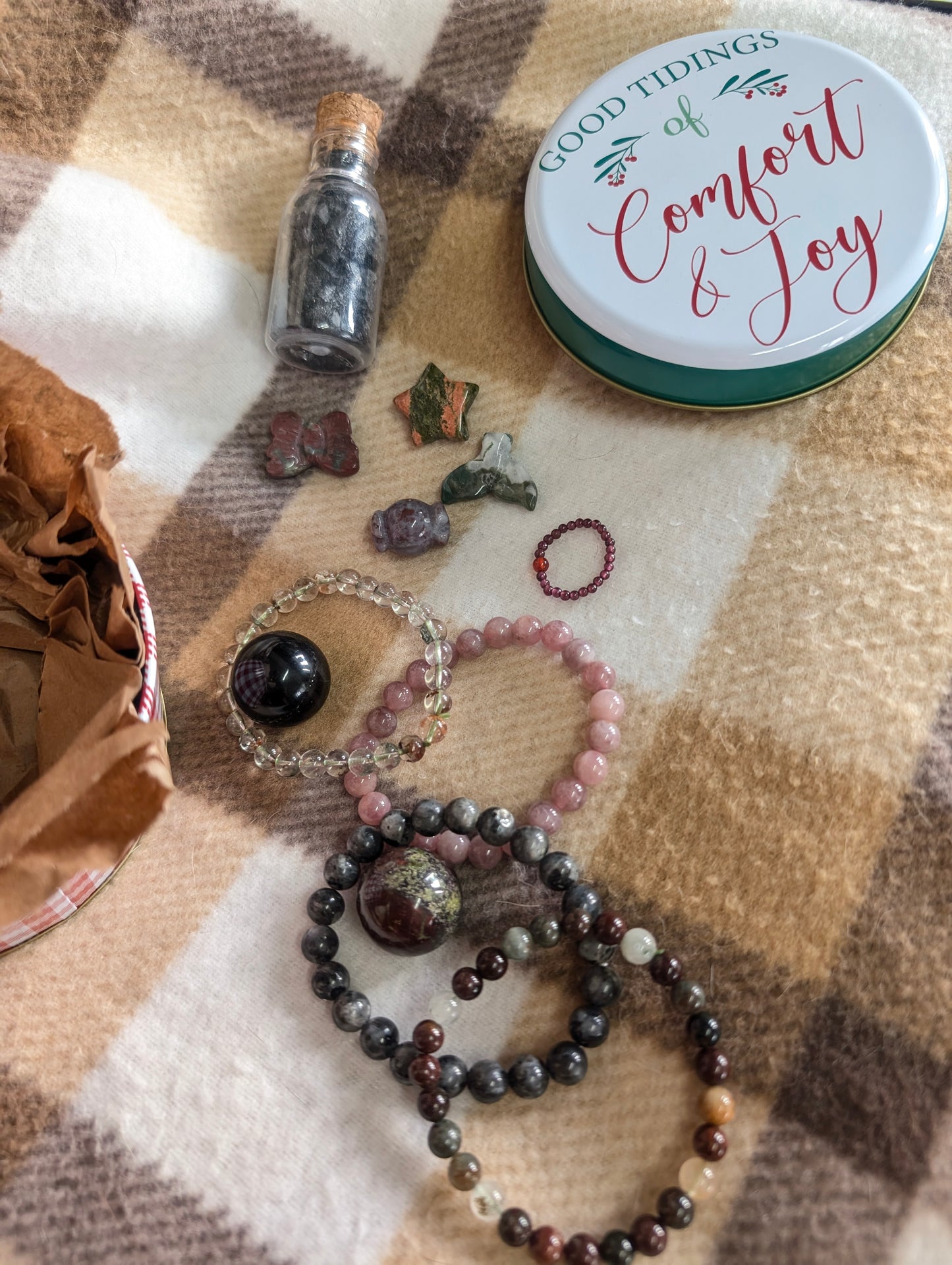 Holiday Gift Tin of Crystals and Bracelets