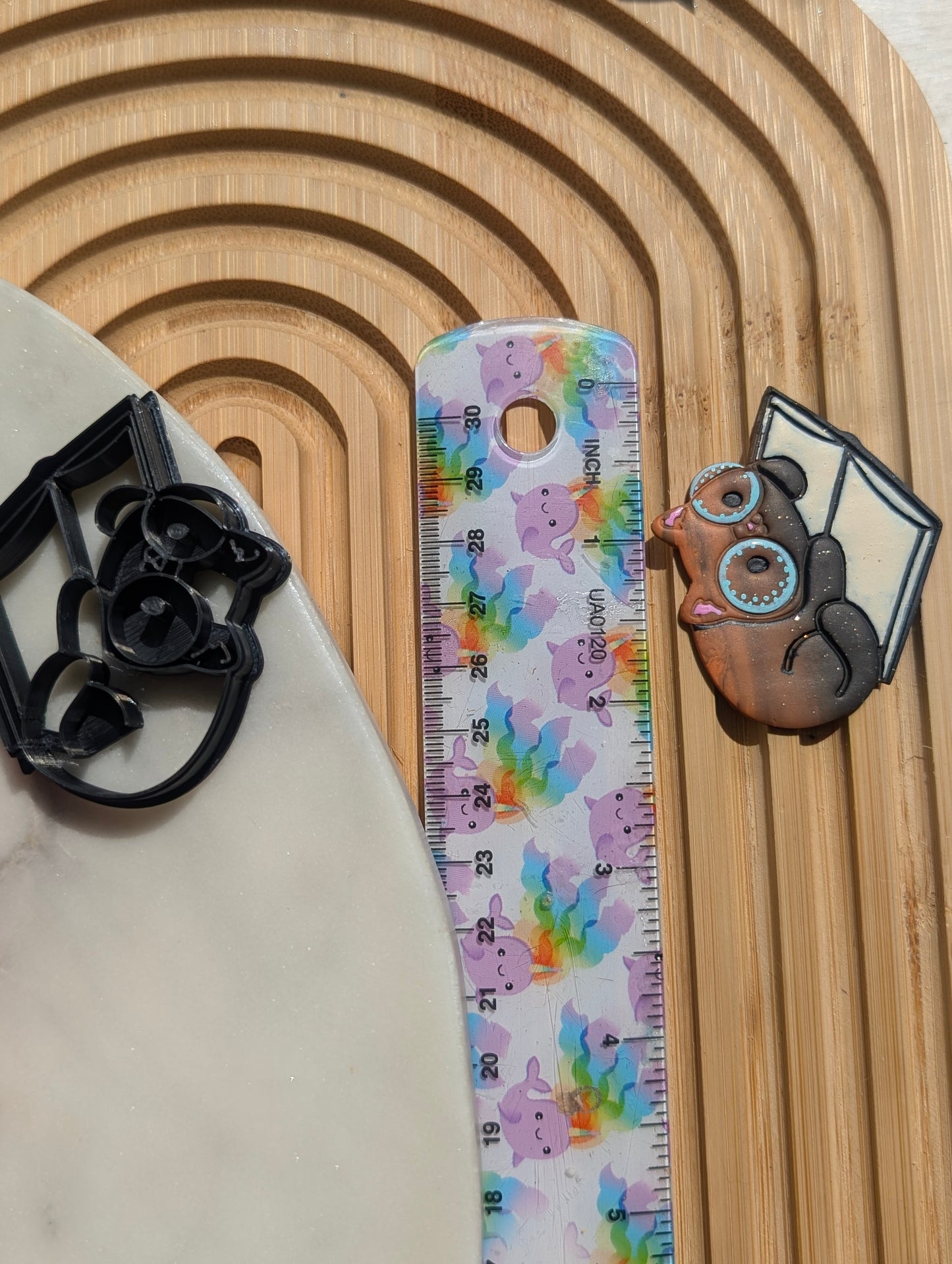 Cat with Glasses Reading a Book Sharp Clay Cutter