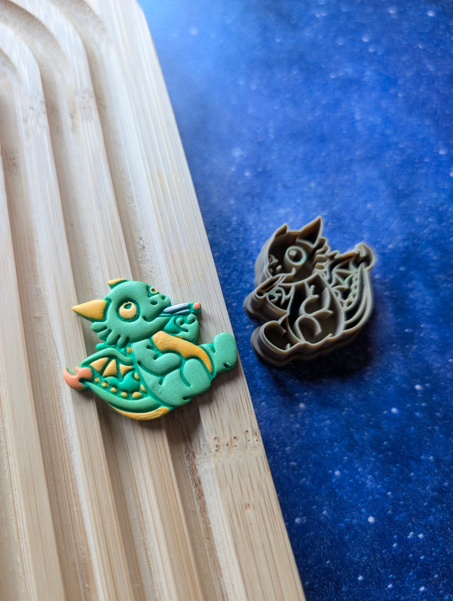 Chibi Dragon Smoking a Blunt Sharp Clay Cutter