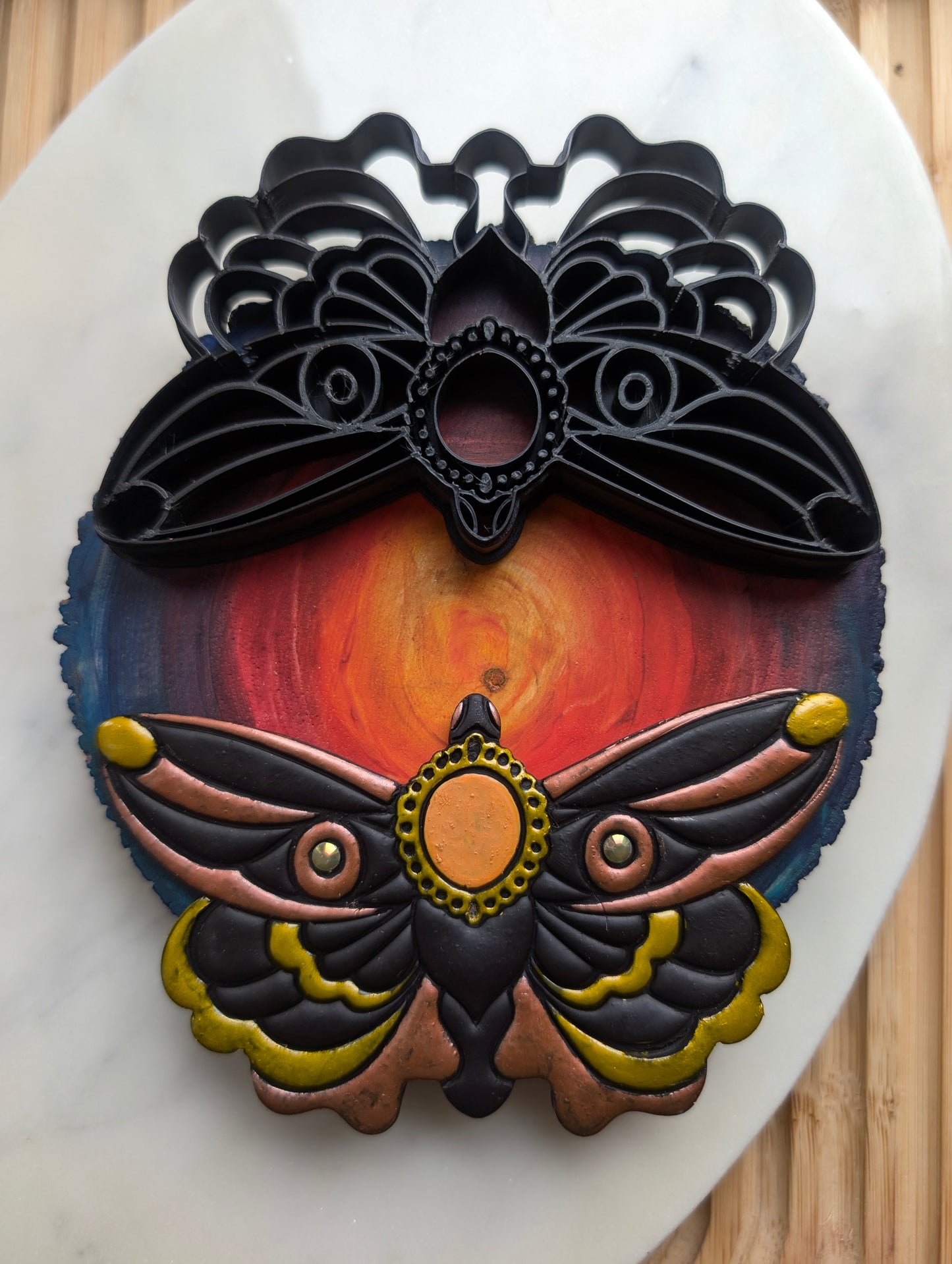 XL Moth with Jeweled Center Wall Hanger Sharp Clay Cutter