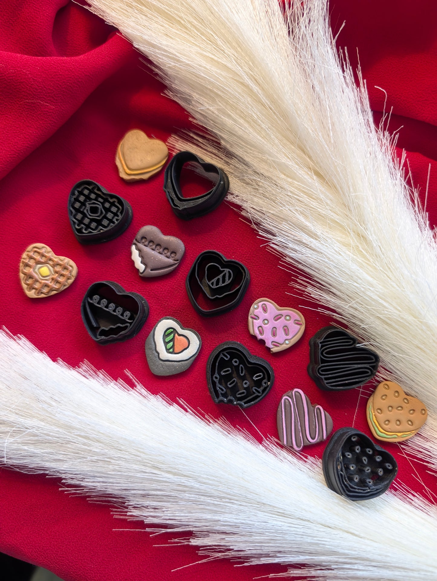 Set of 7 Food Heart Clay Cutters