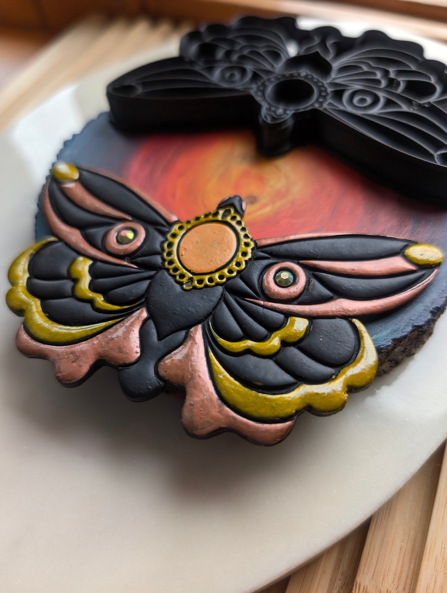 XL Moth with Jeweled Center Wall Hanger Sharp Clay Cutter