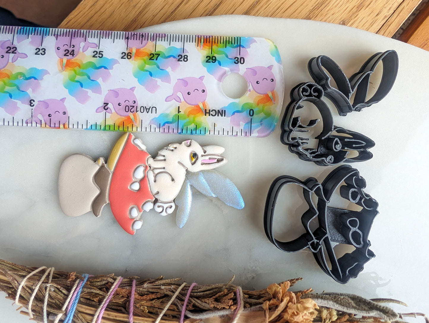 Bunny with Wings on Toadstool Sharp Clay Cutter