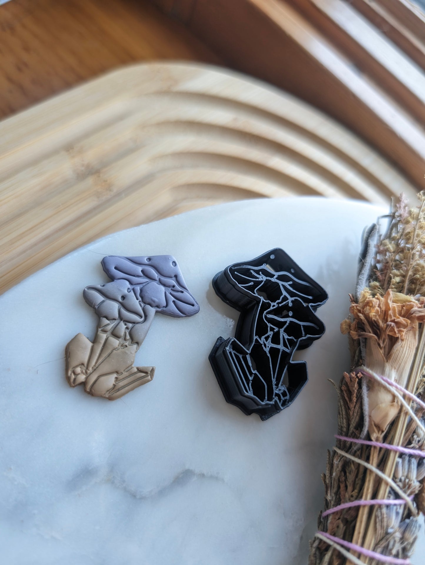Crystals Growing on Mushroom Bases Sharp Clay Cutter
