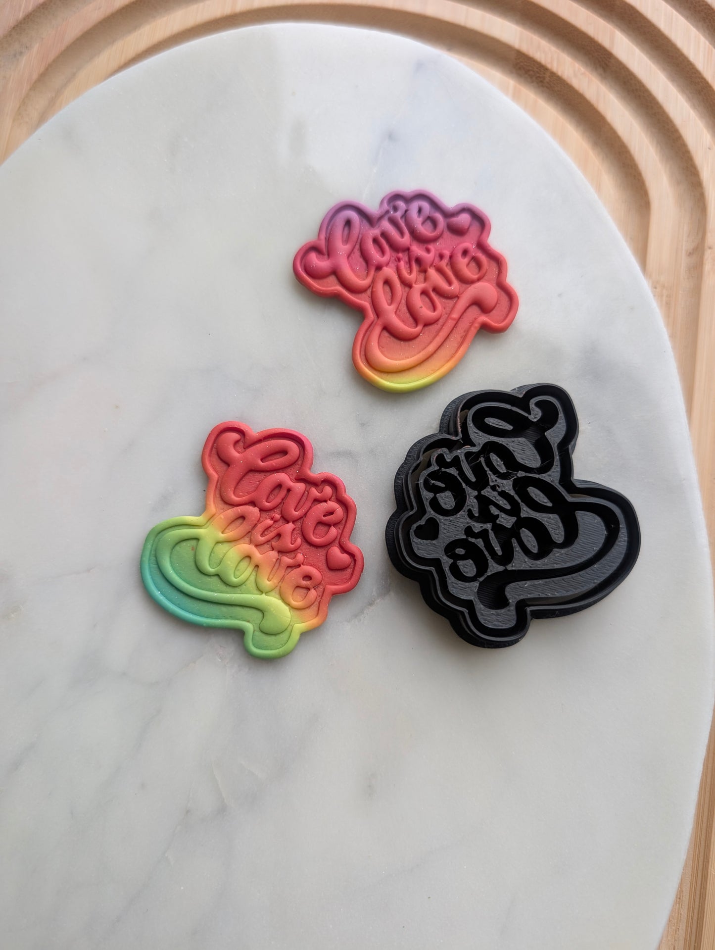 Love is Love Groovy Text Embossed Sharp Cutter for Clay and More