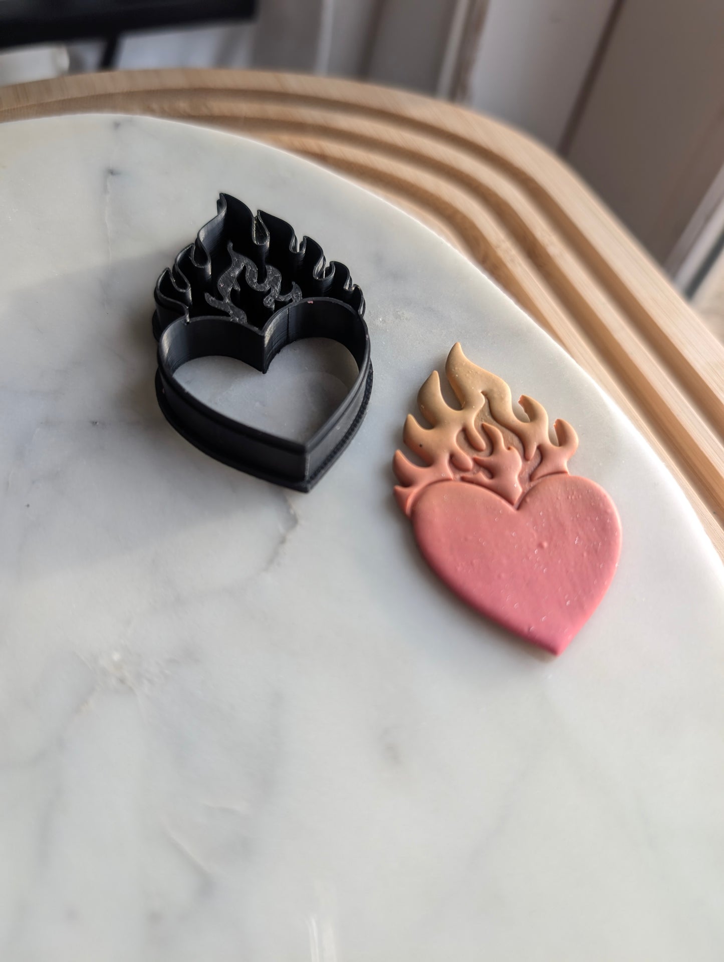 Larger Heart on Fire Sharp Clay Cutter