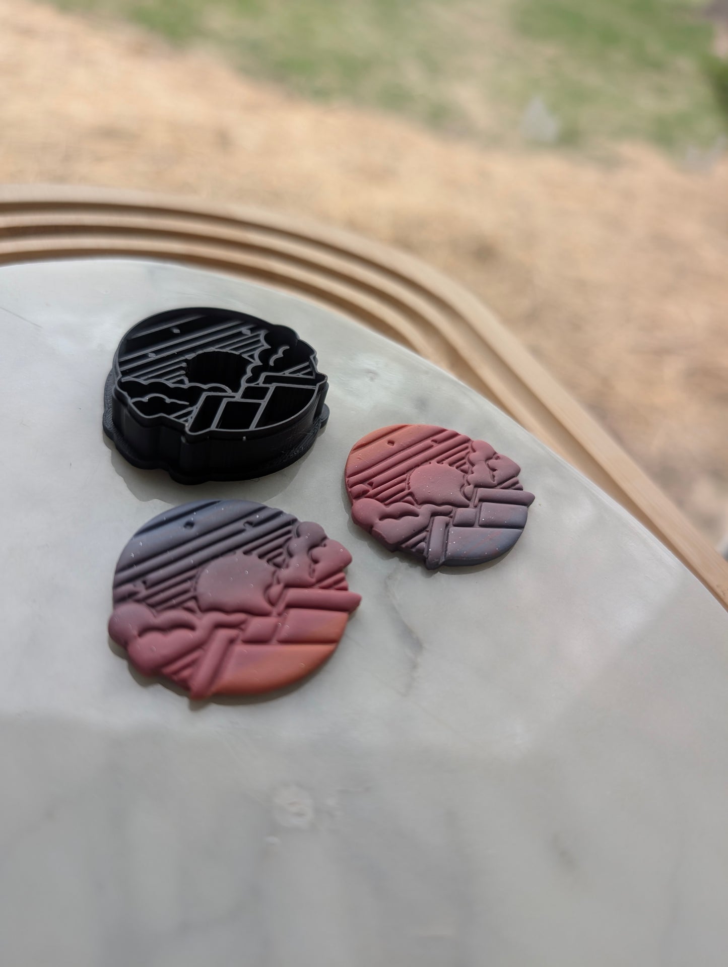 Mountain Scene Night Sky in Circle Embossed Sharp Cutter for Clay and More