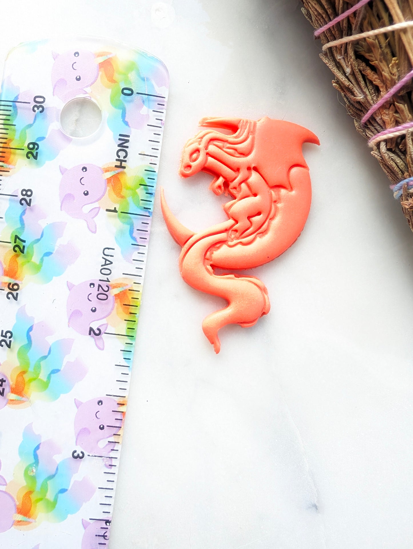 Larger Dragon on Crescent Moon Embossed Sharp Clay Cutter