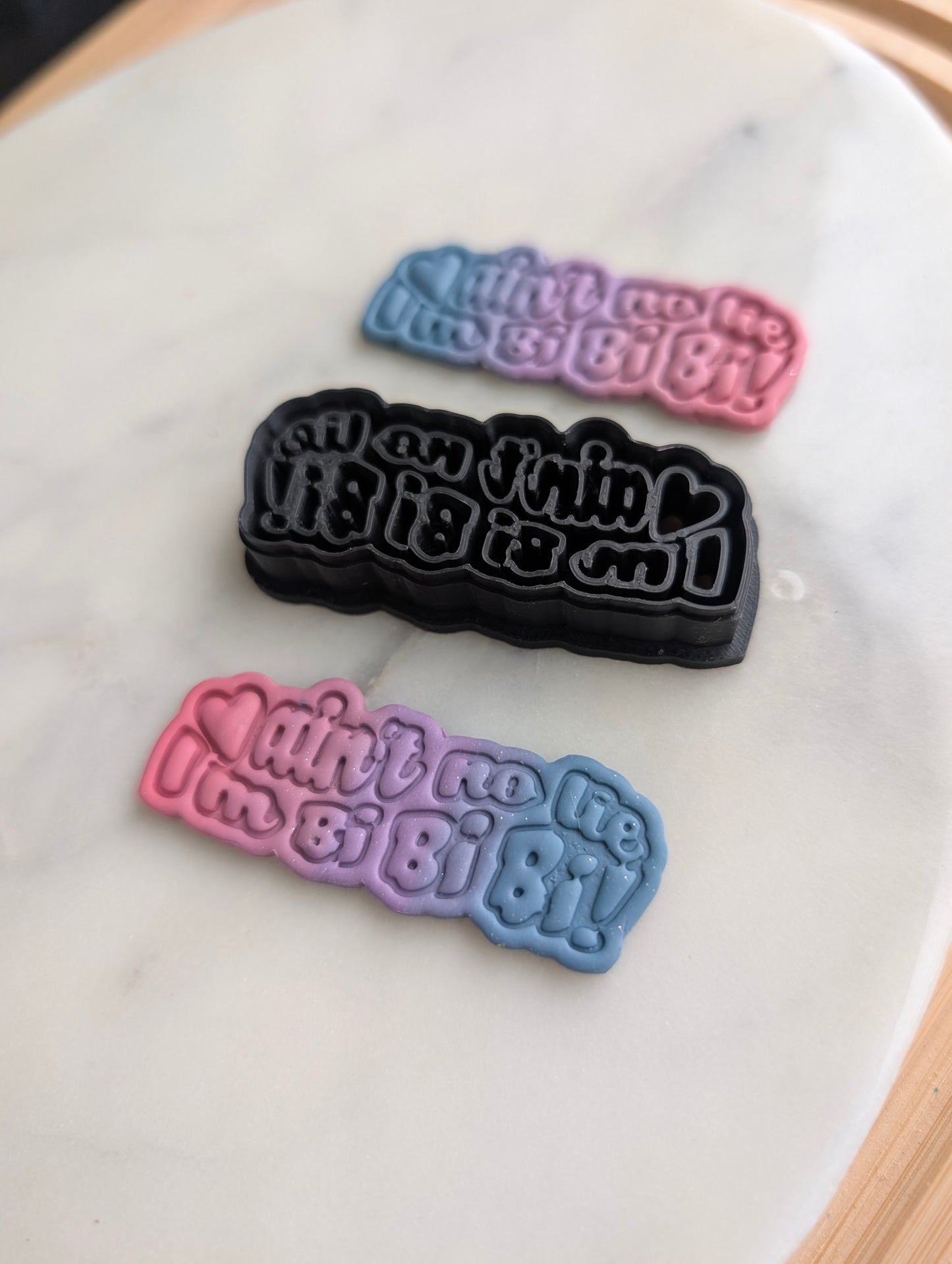 Ain't No Lie I'm Bi Bi Bi Text Embossed Sharp Cutter for Clay and More
