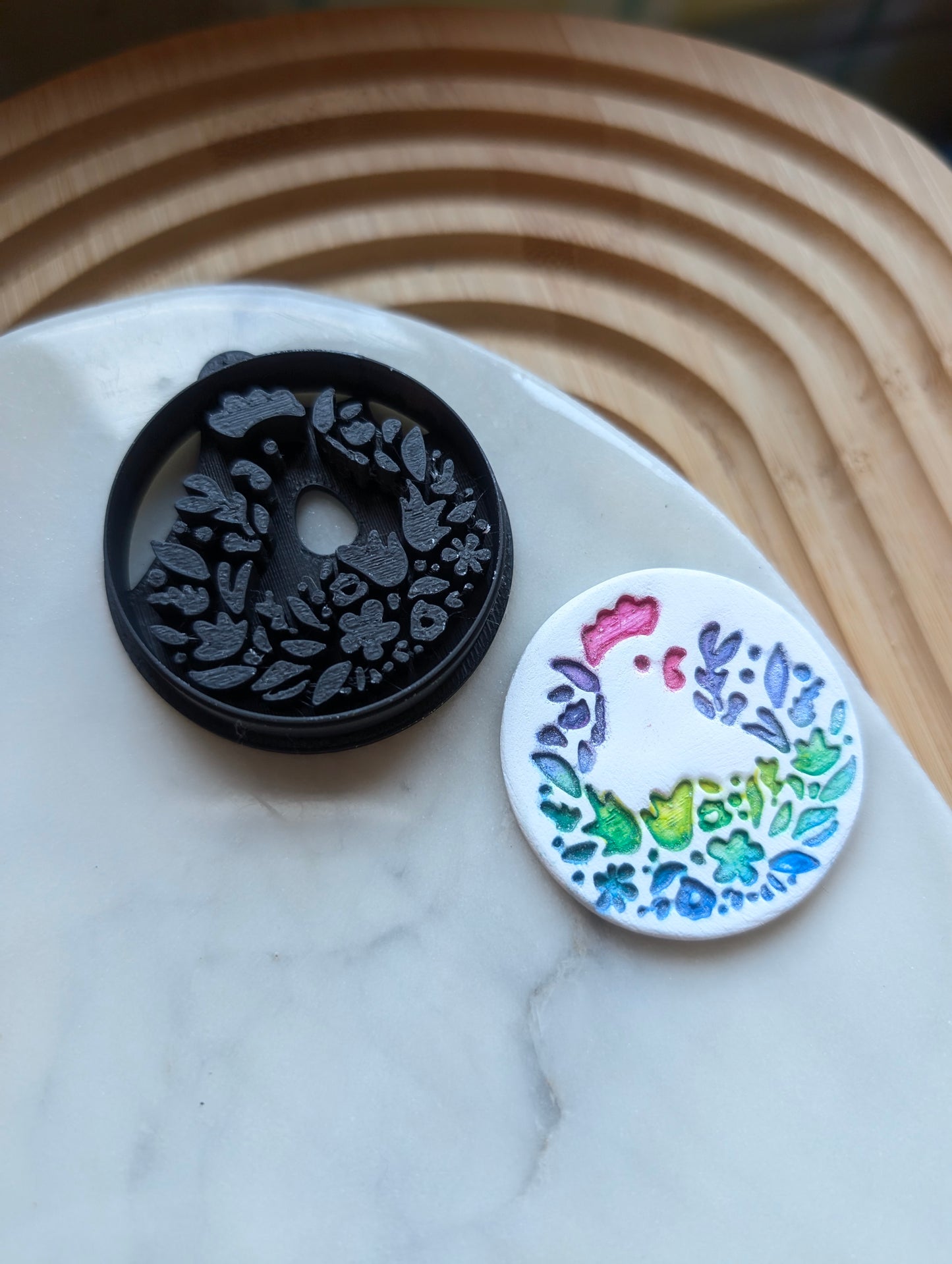 Hidden Chicken Floral Details Sharp Clay Cutter