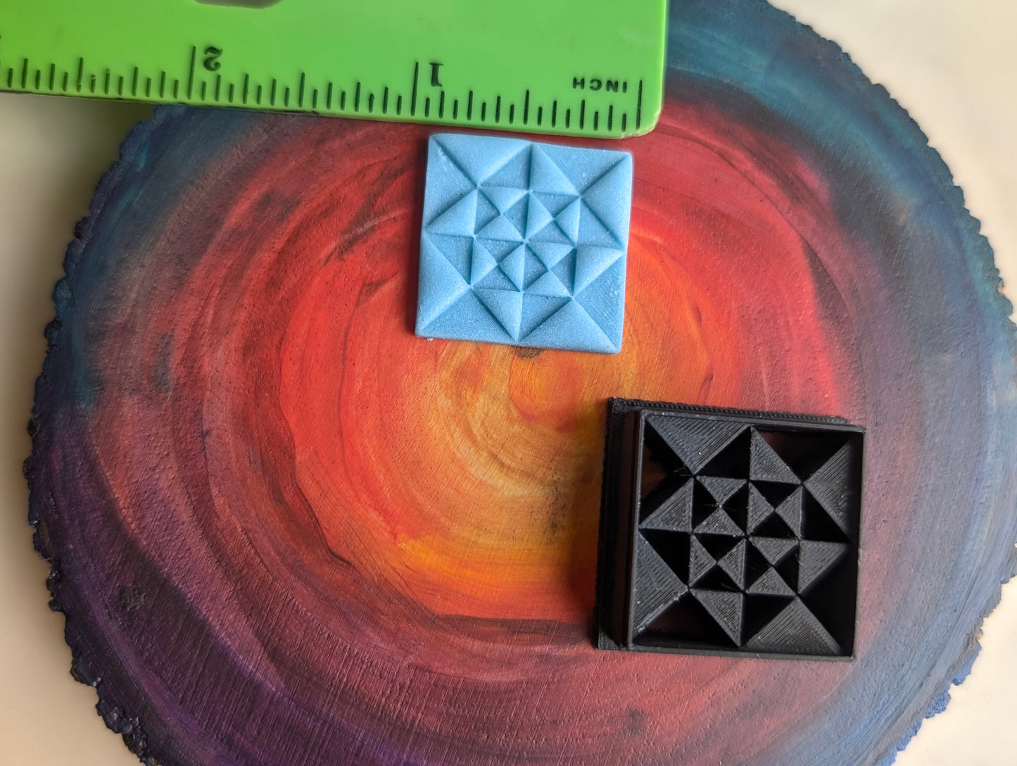 Quilt Square Pattern Inspired All Triangles - Embossed Sharp Clay Cutter