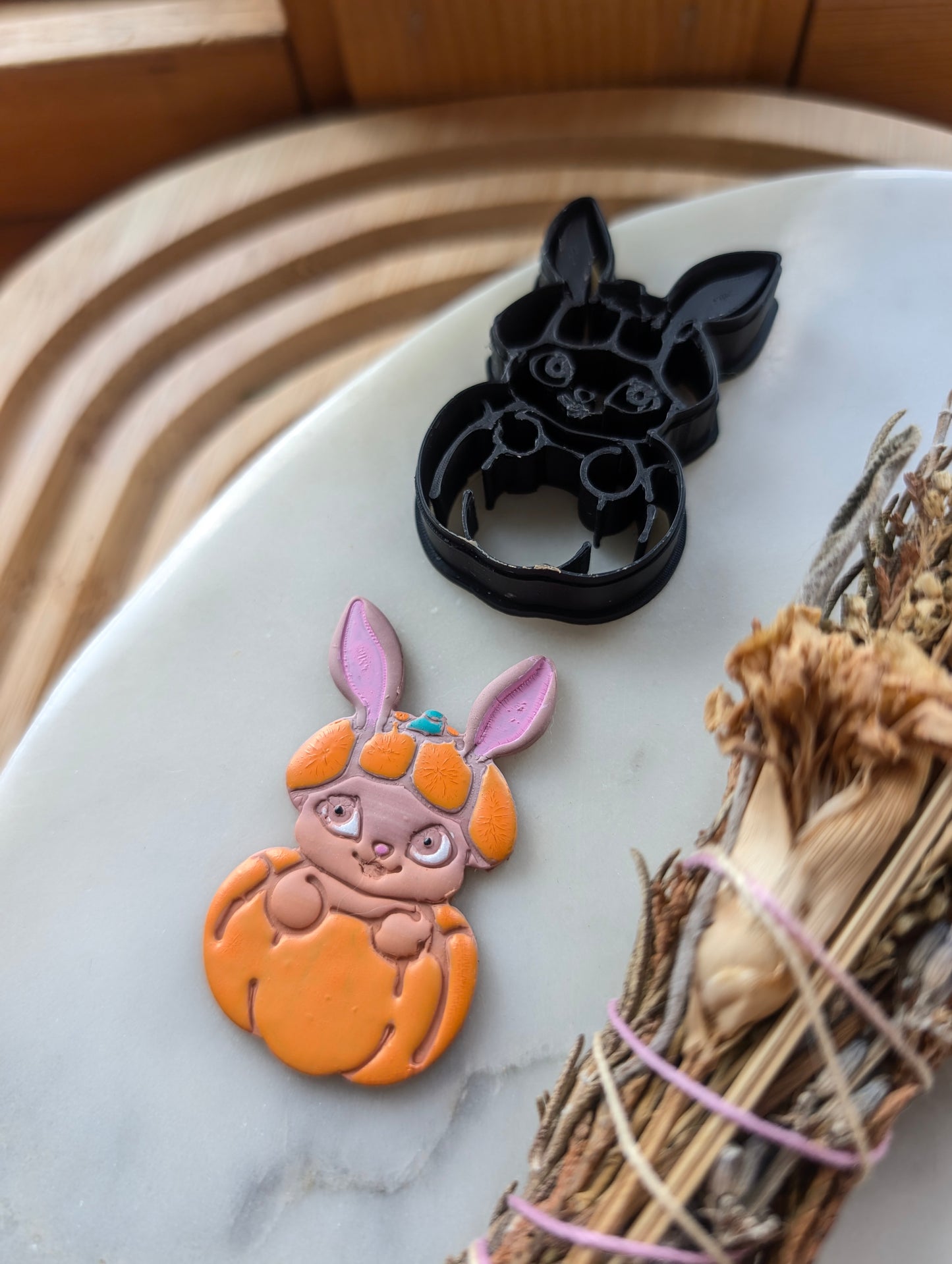 Bunny Rabbit in a Pumpkin Sharp Clay Cutter