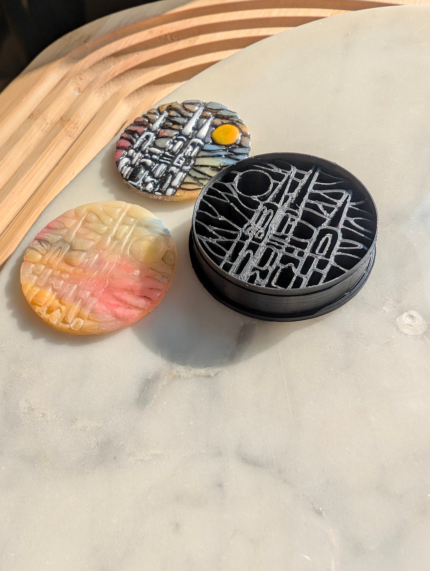 Stained Glass Cathedral Spires and Landscape Sharp Clay Cutter