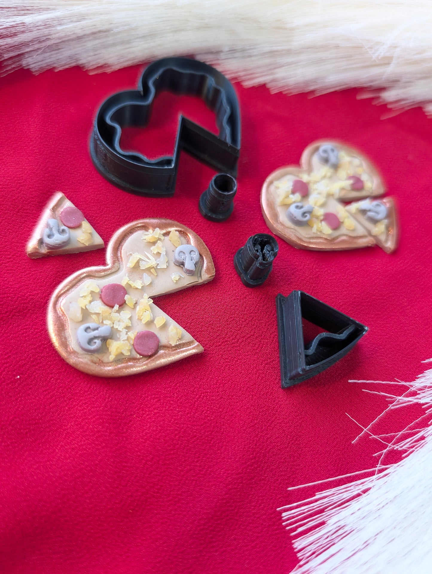 Heart Shaped Pizza with Cutout Slice Cutter Sharp Clay Cutter