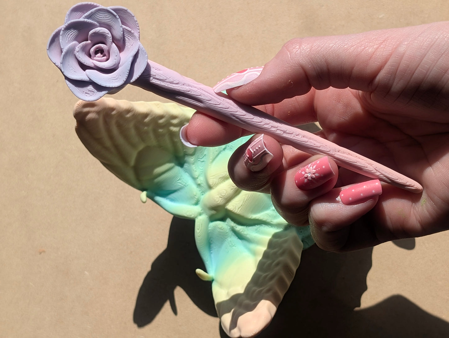 Pastel Rainbow Butterfly Clip with Flower Hair Pin