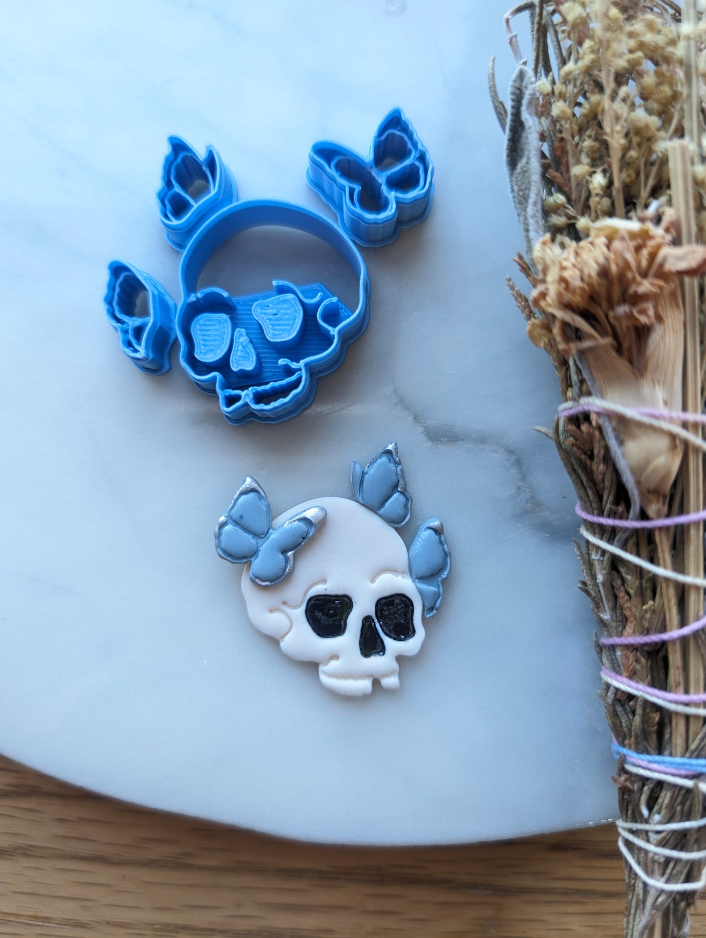 4 Piece Skull with Micro Butterflies Layered Sharp Clay Cutter
