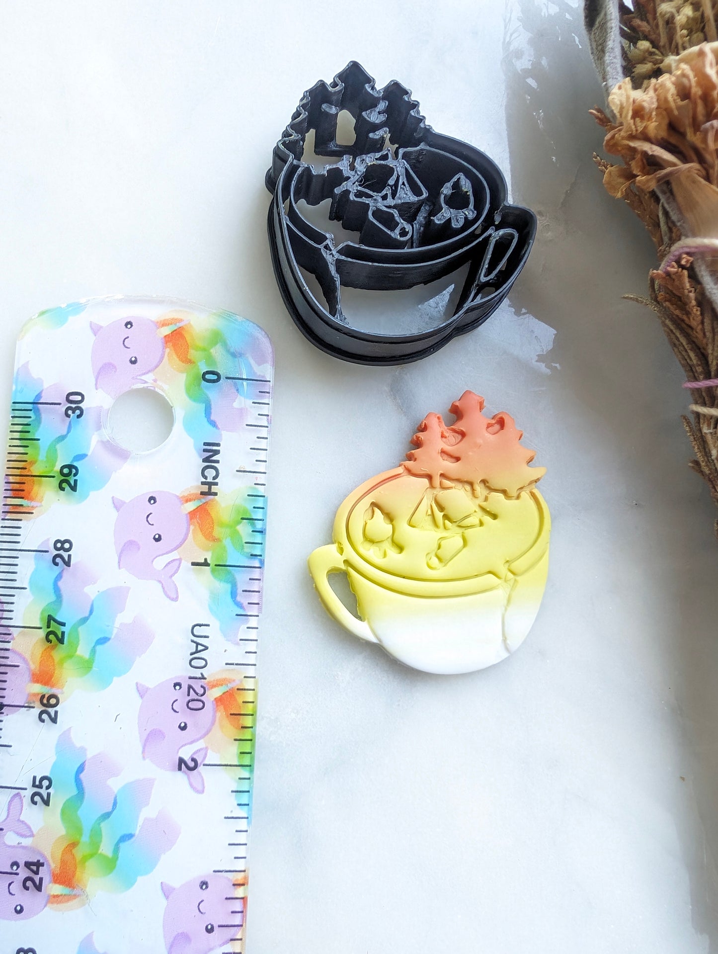 Camping Scene in Coffee Mug Sharp Clay Cutter