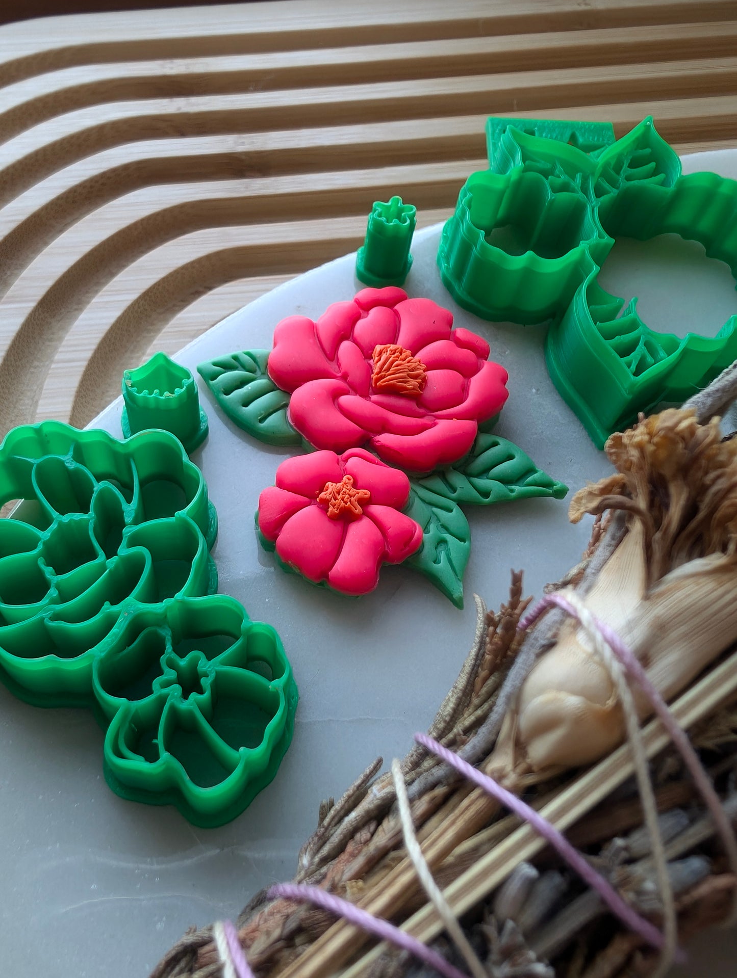 4-Piece Double Blossom Flower Sharp Clay Cutter