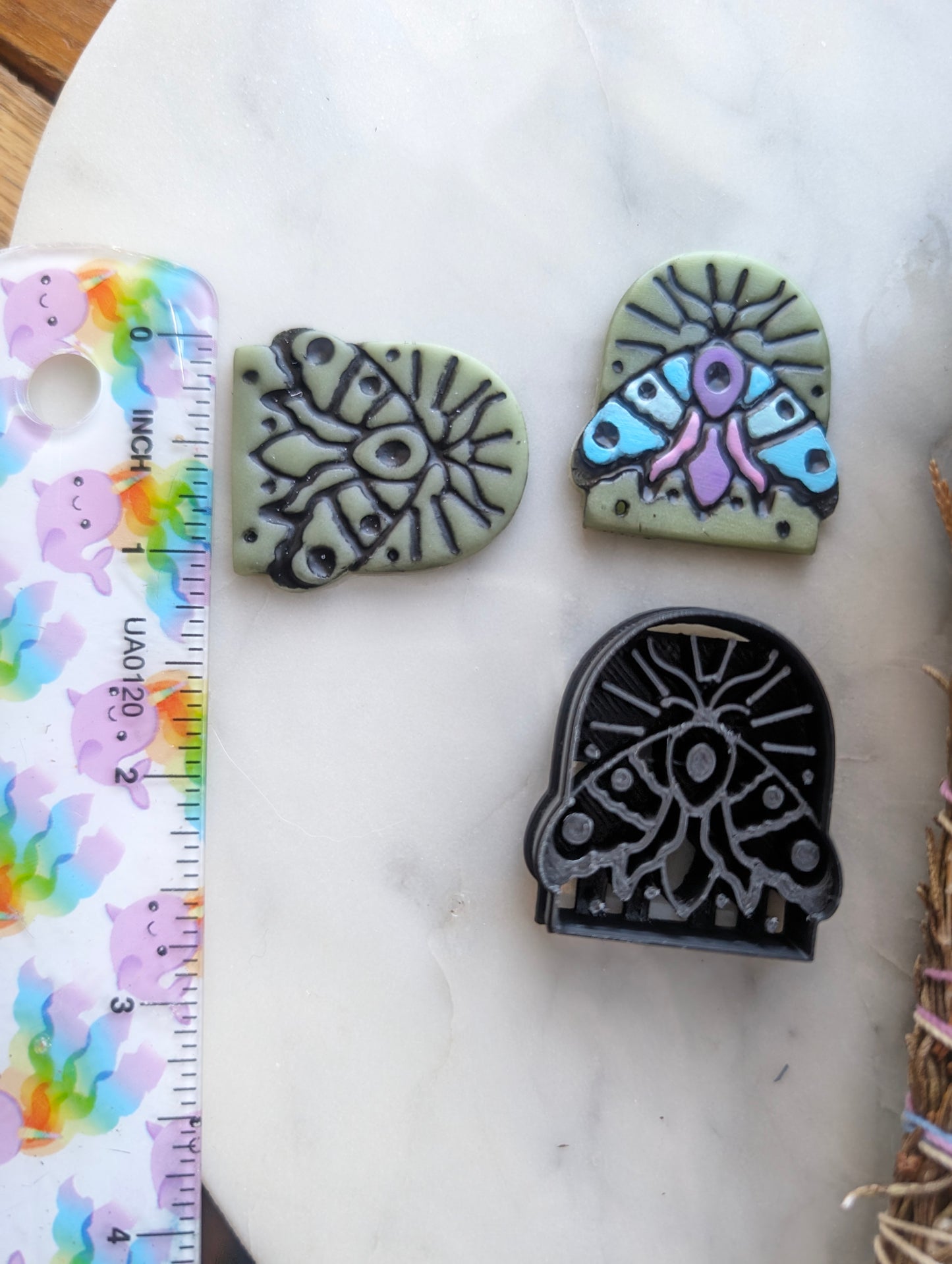 Linework Moth in Dome Arch Sharp Clay Cutter