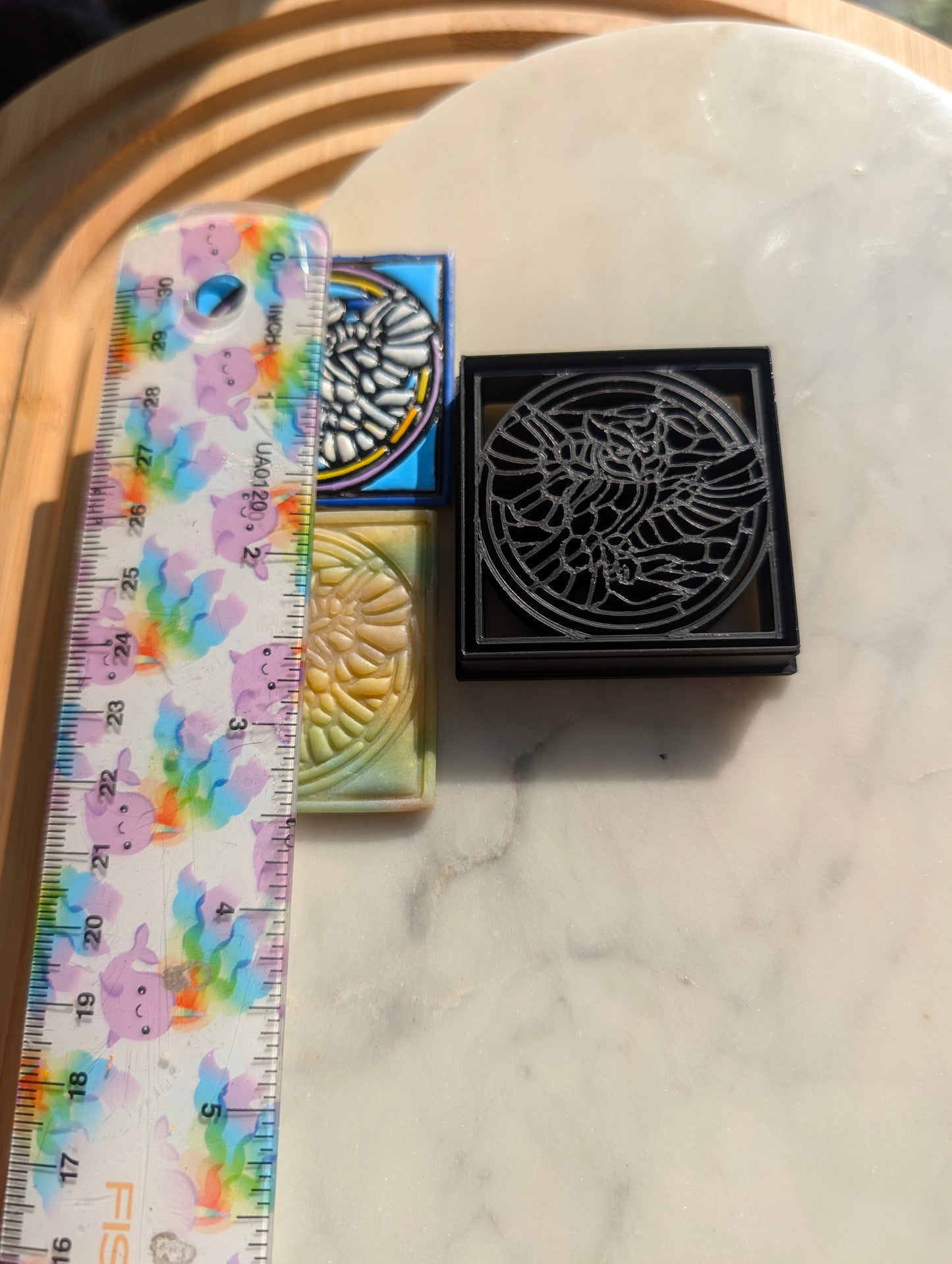 Stained Glass Owl on Square Background Sharp Clay Cutter