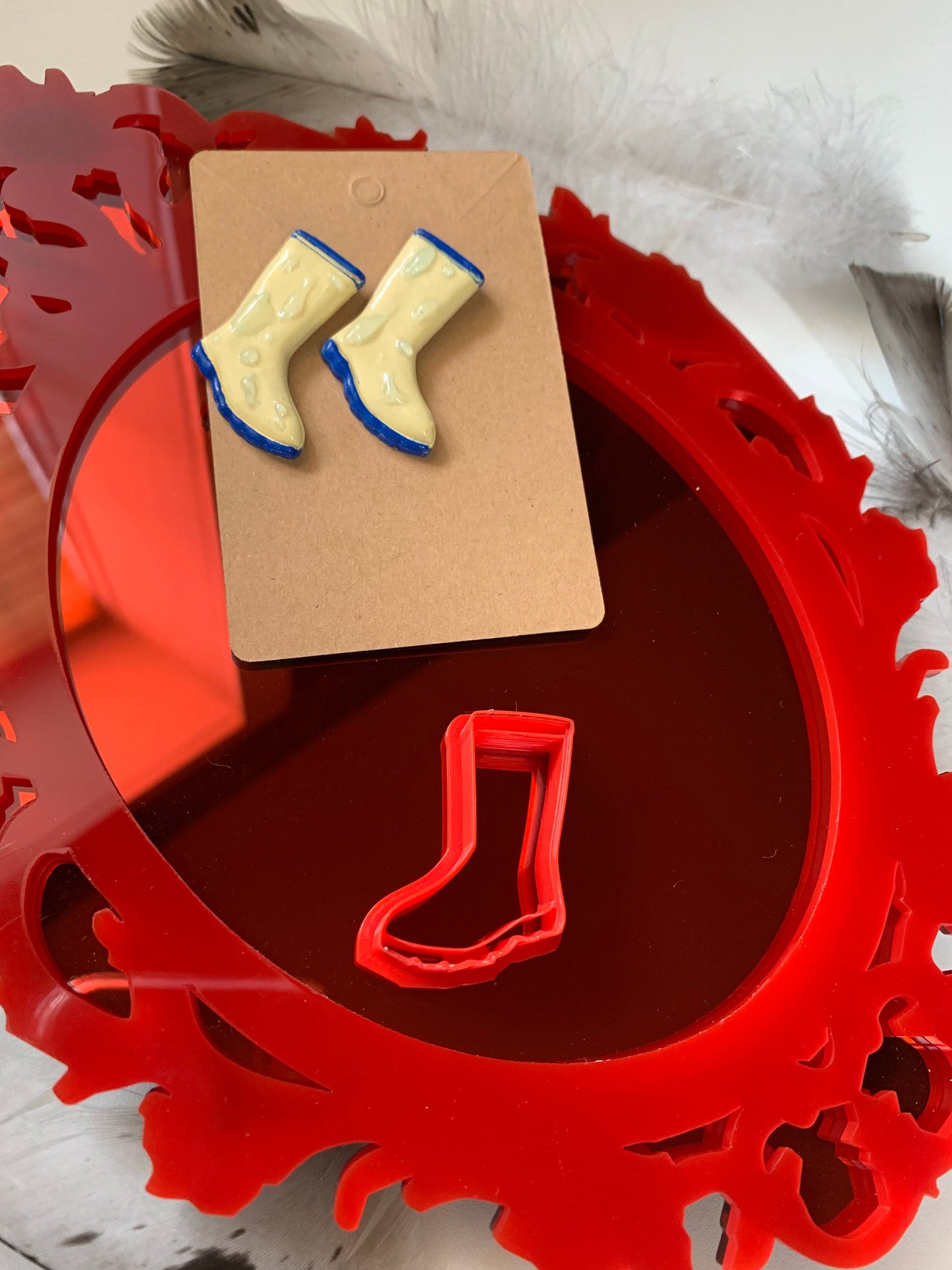Rain Boot Earring Embossed Sharp Clay Cutter