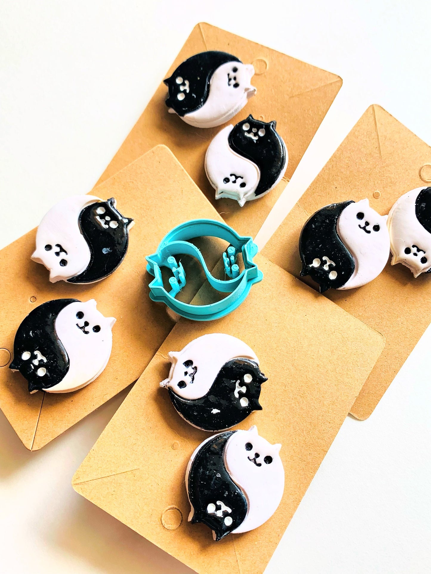 Yin Yang Ghost Cats - Embossed Sharp Clay Cutter