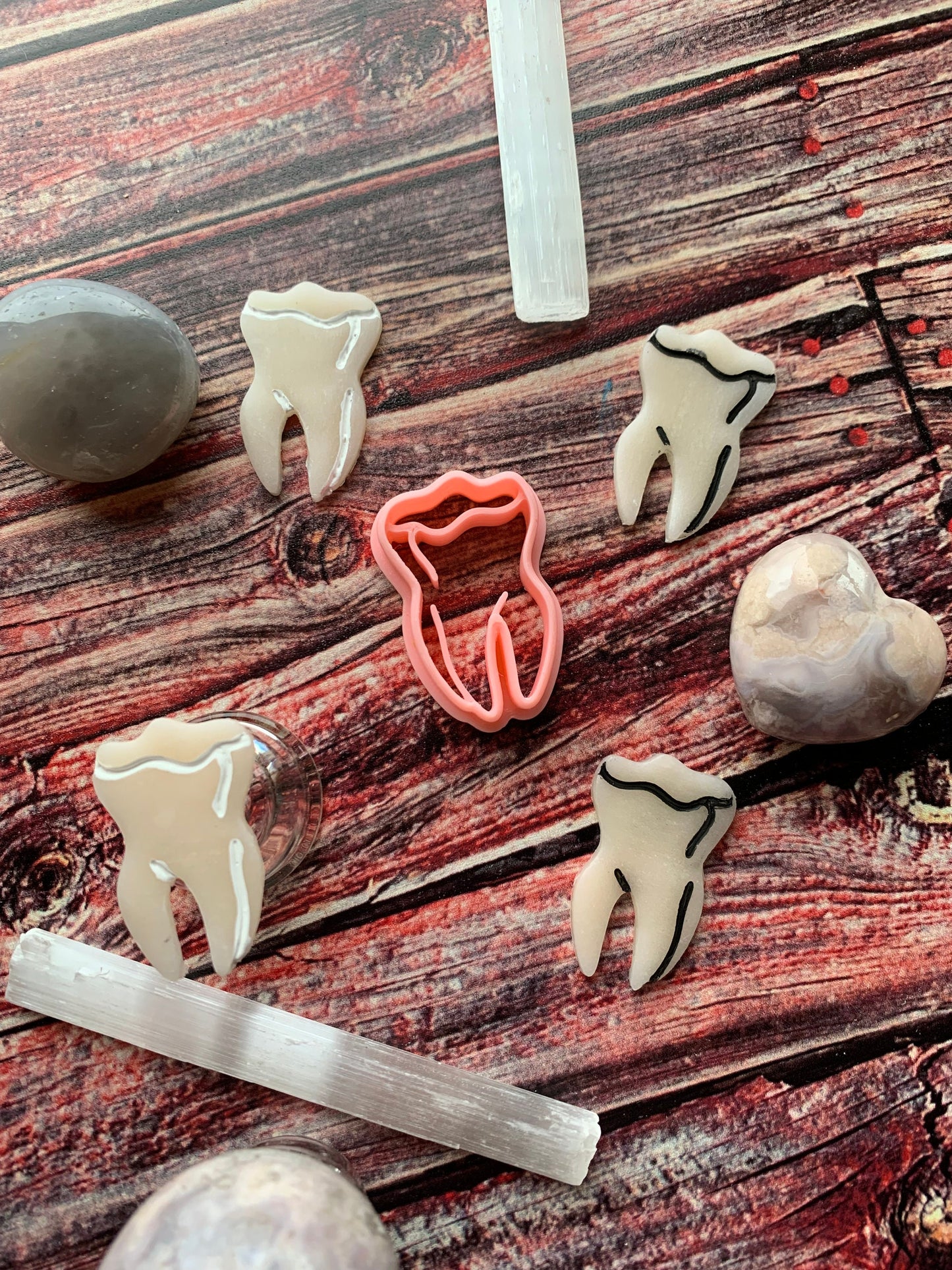 Tooth with Root Embossed Sharp Clay Cutter