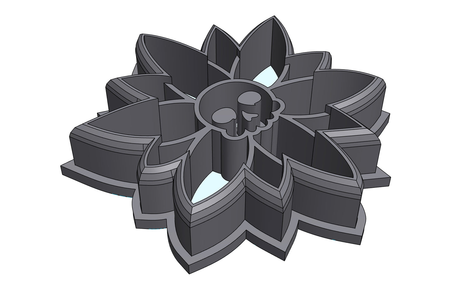 Sharp Flower with Chibi Skull - Embossed Sharp Clay Cutter