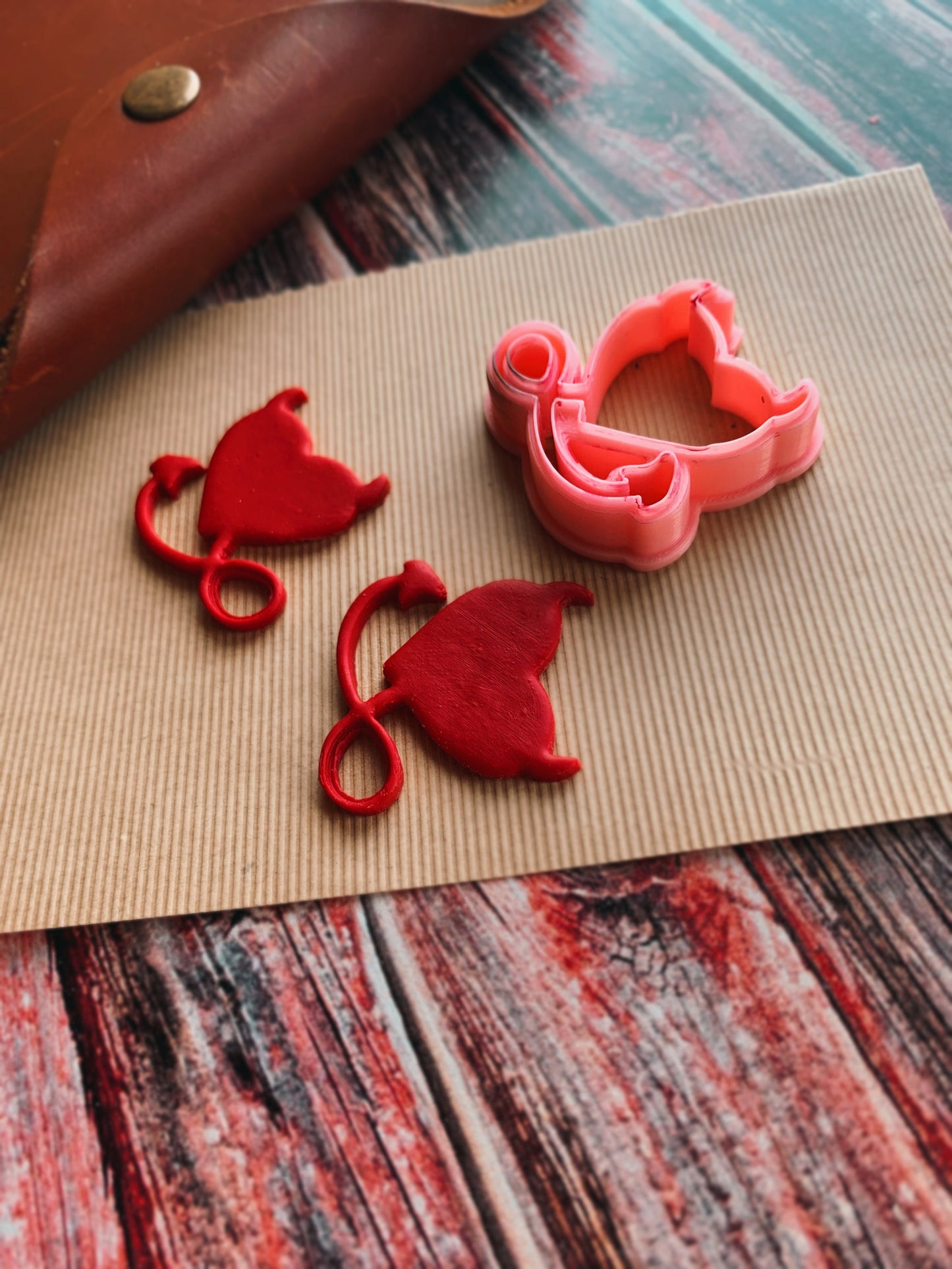 Devil Ears Demon Tail Heart - Embossed Sharp Clay Cutter
