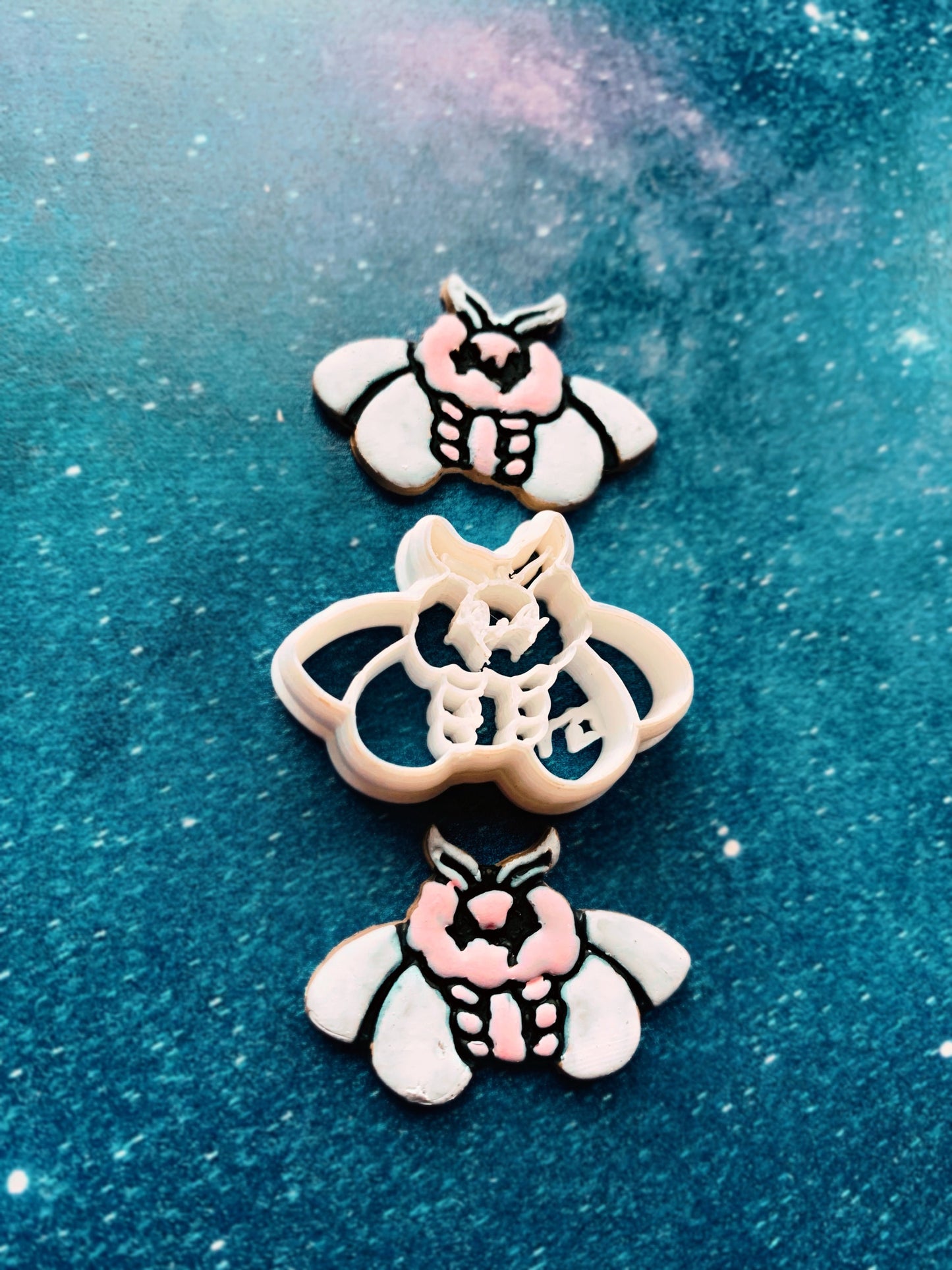 Small Chibi Fuzzy Poodle Moth Kawaii Earring Clay Cutter