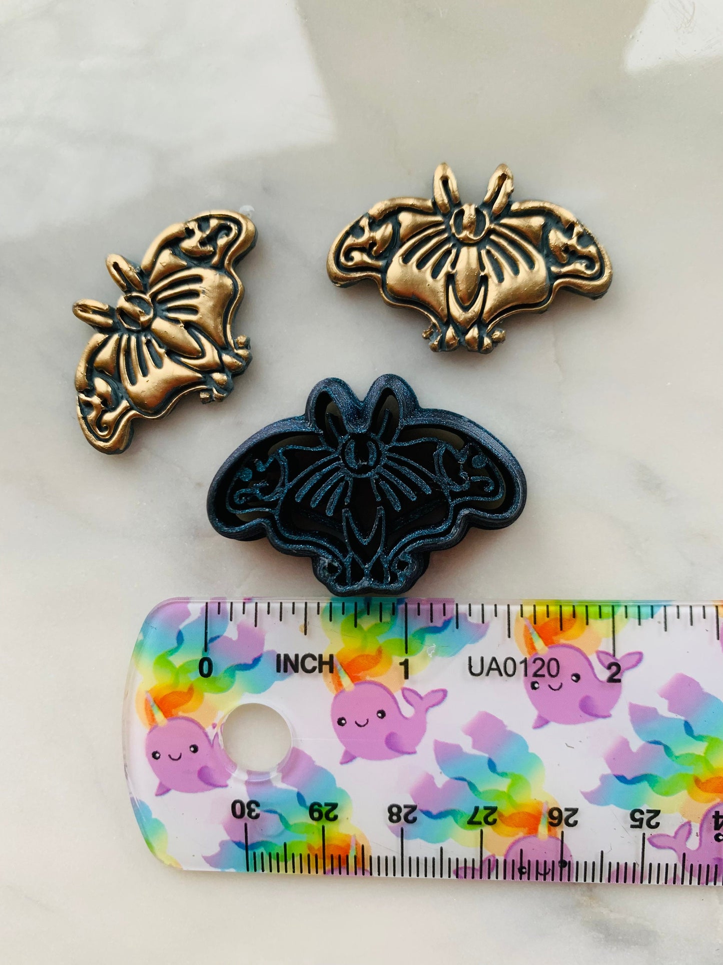 Ornate Puffy Moth - Sharp Embossed Earring Clay Cutter