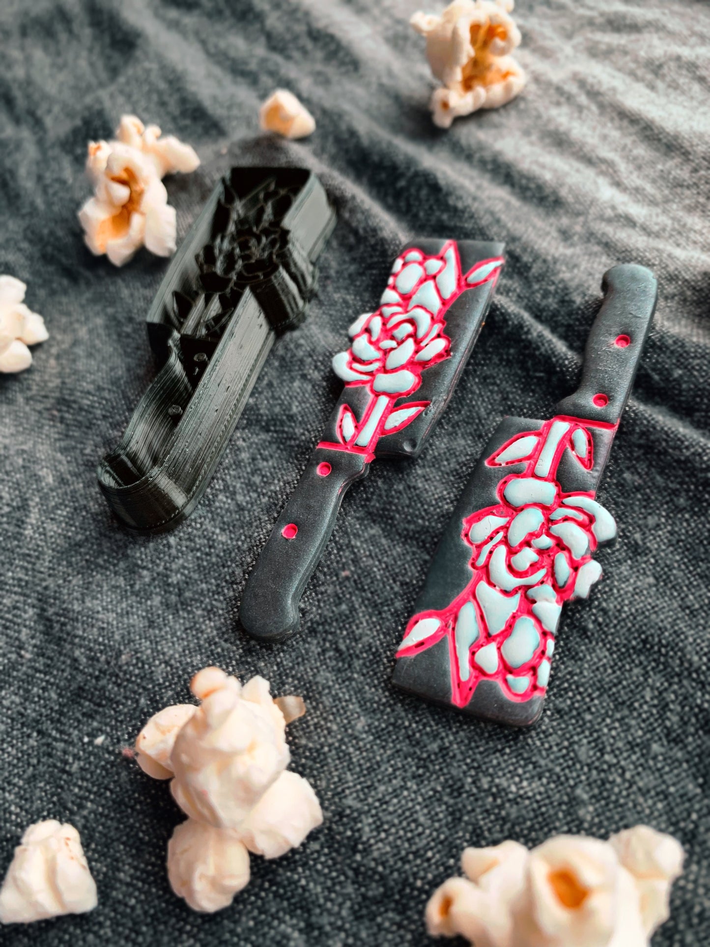 Peonies Floral Butcher Knife Sharp Clay Cutter