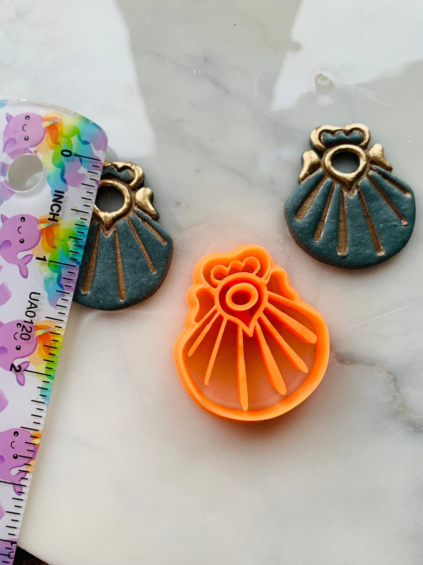 Ornate Seashell Medallion with Cutout Sharp Clay Cutter