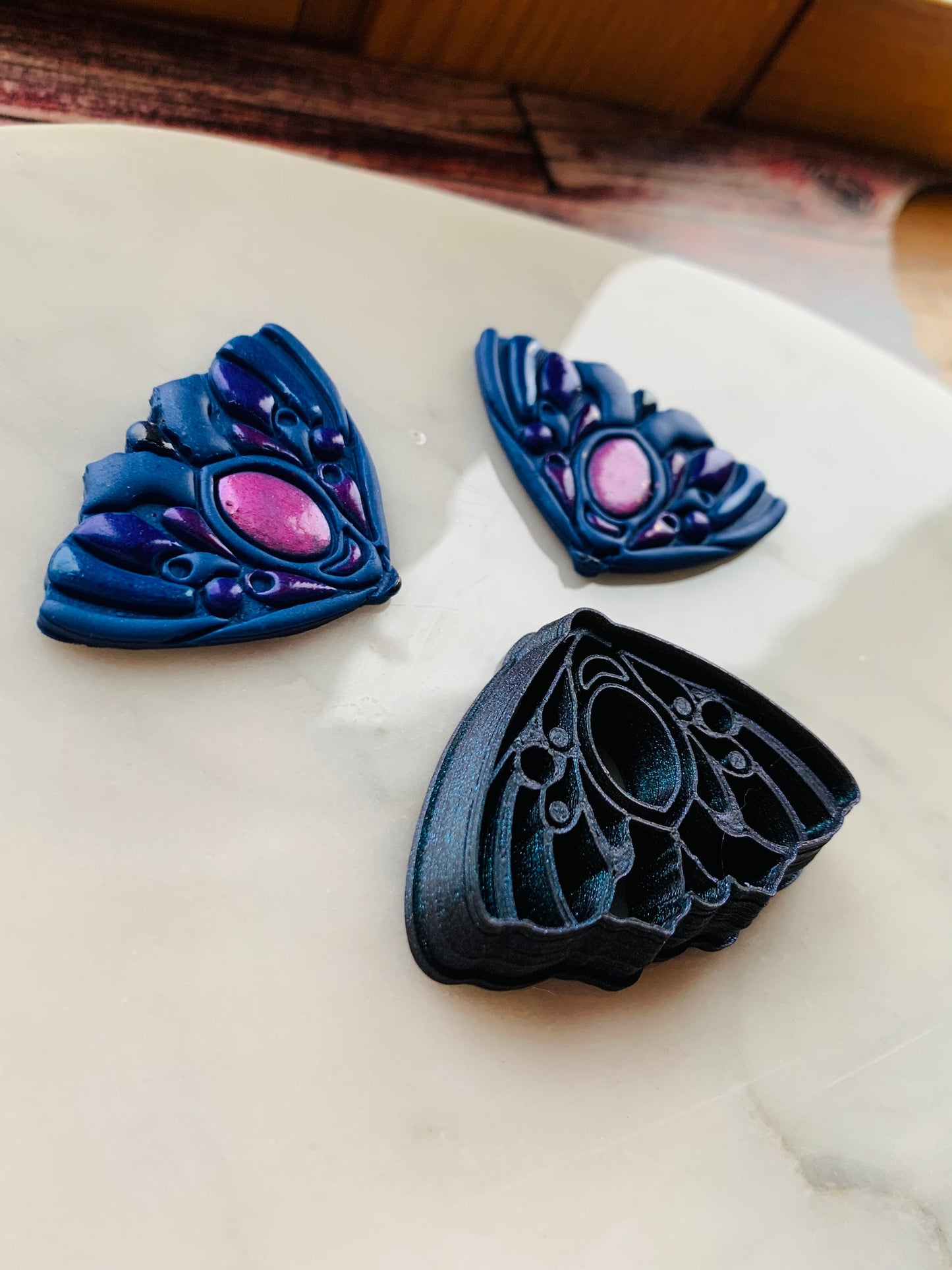 Ornate Jeweled Moth - Sharp Embossed Earring Clay Cutter