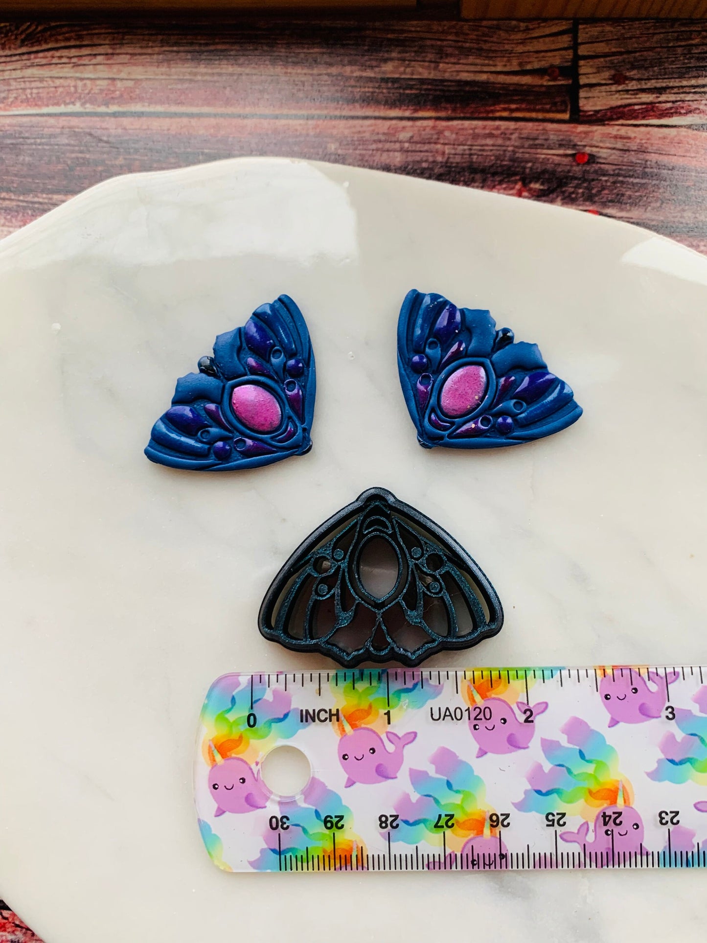 Ornate Jeweled Moth - Sharp Embossed Earring Clay Cutter