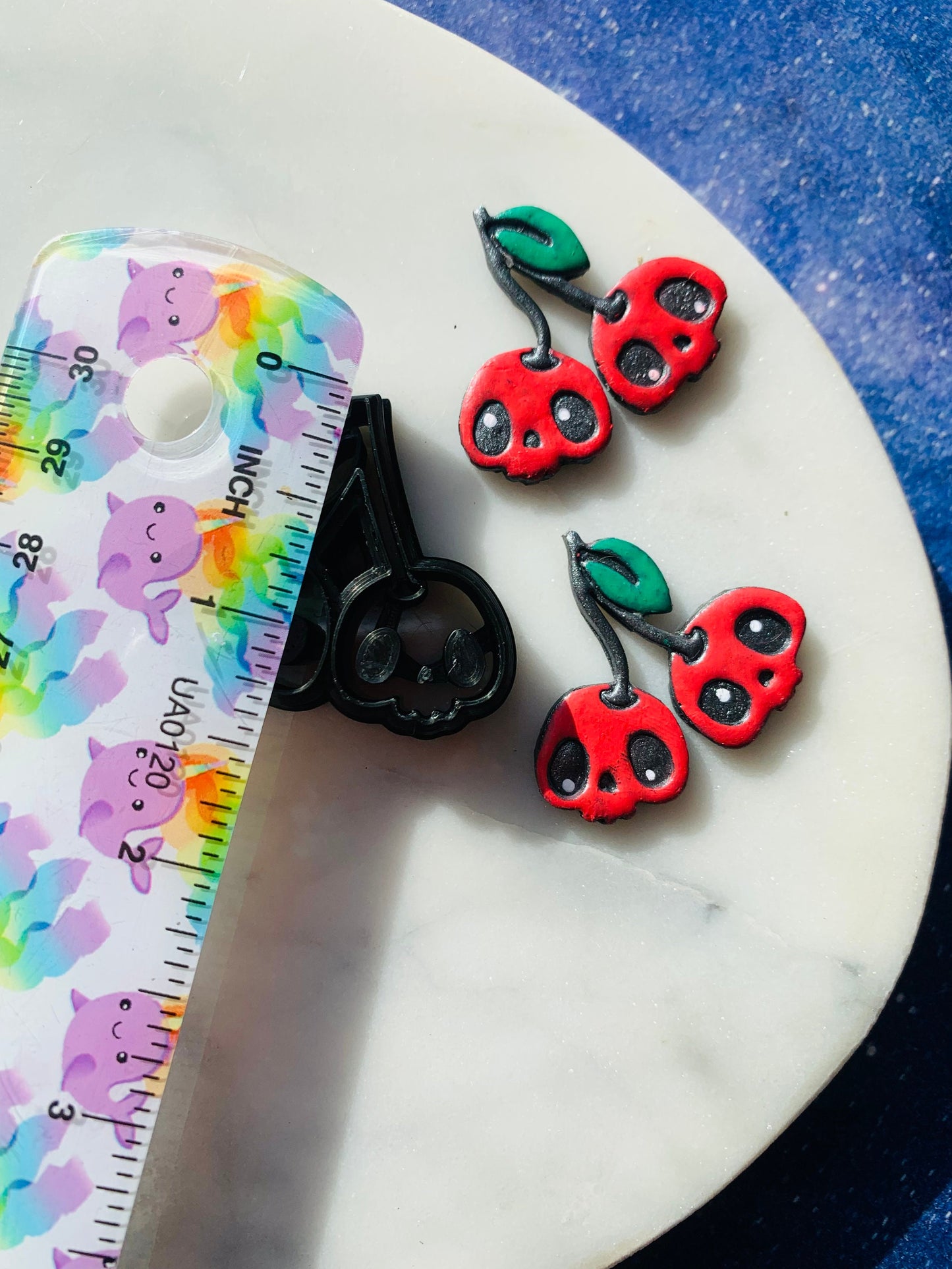 Small Chibi Skull Cherries - Embossed Sharp Clay Cutter