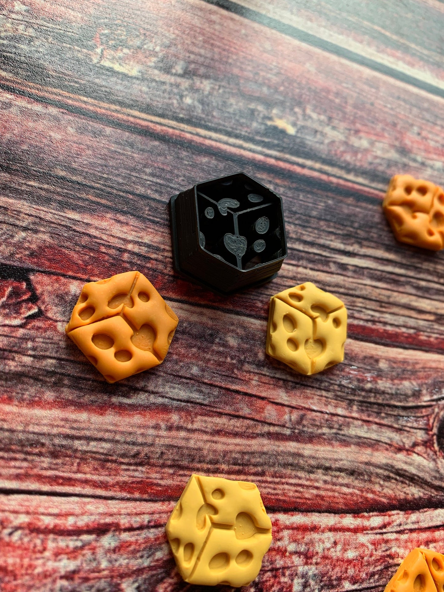 Cube of Hole Filled Cheese - Embossed Sharp Clay Cutter