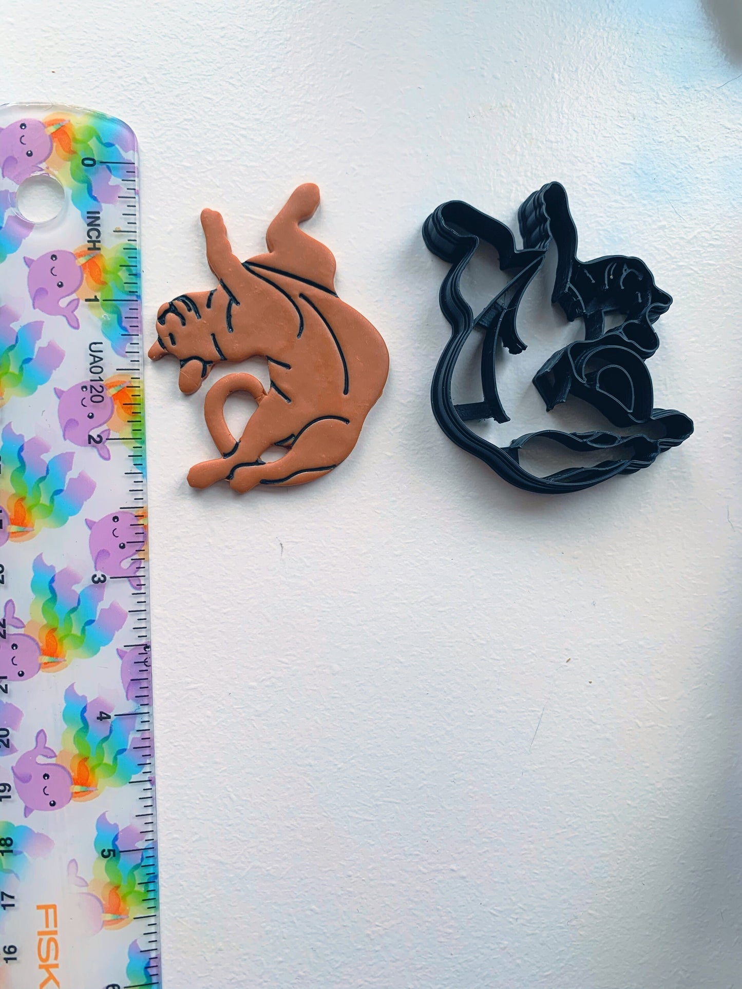 Arched Back Stretching Happy Kitty Cat - Embossed Detailed Sharp Clay Cutter