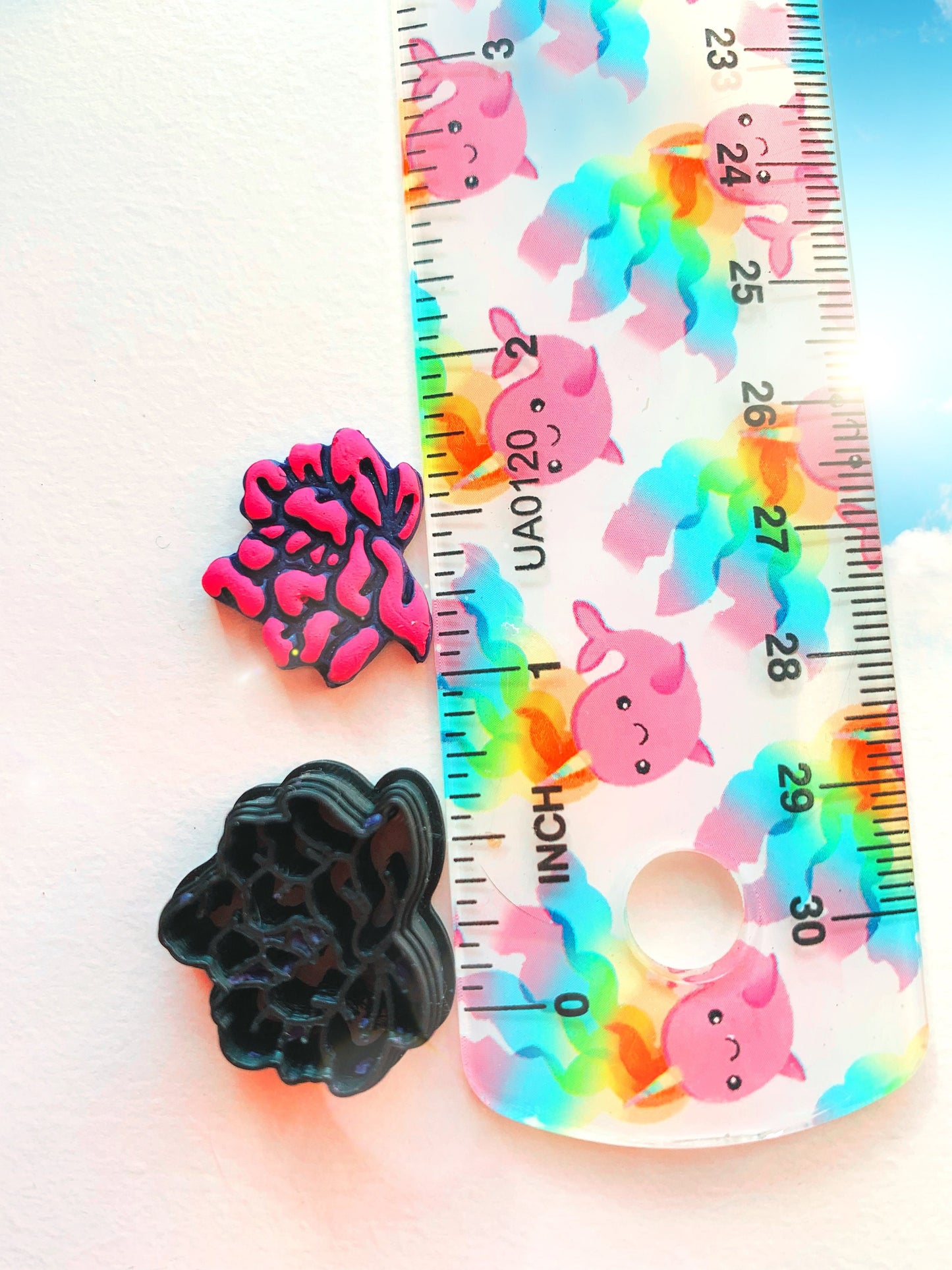 Peony Blossom Flower Stud - Embossed Detailed Sharp Clay Cutters