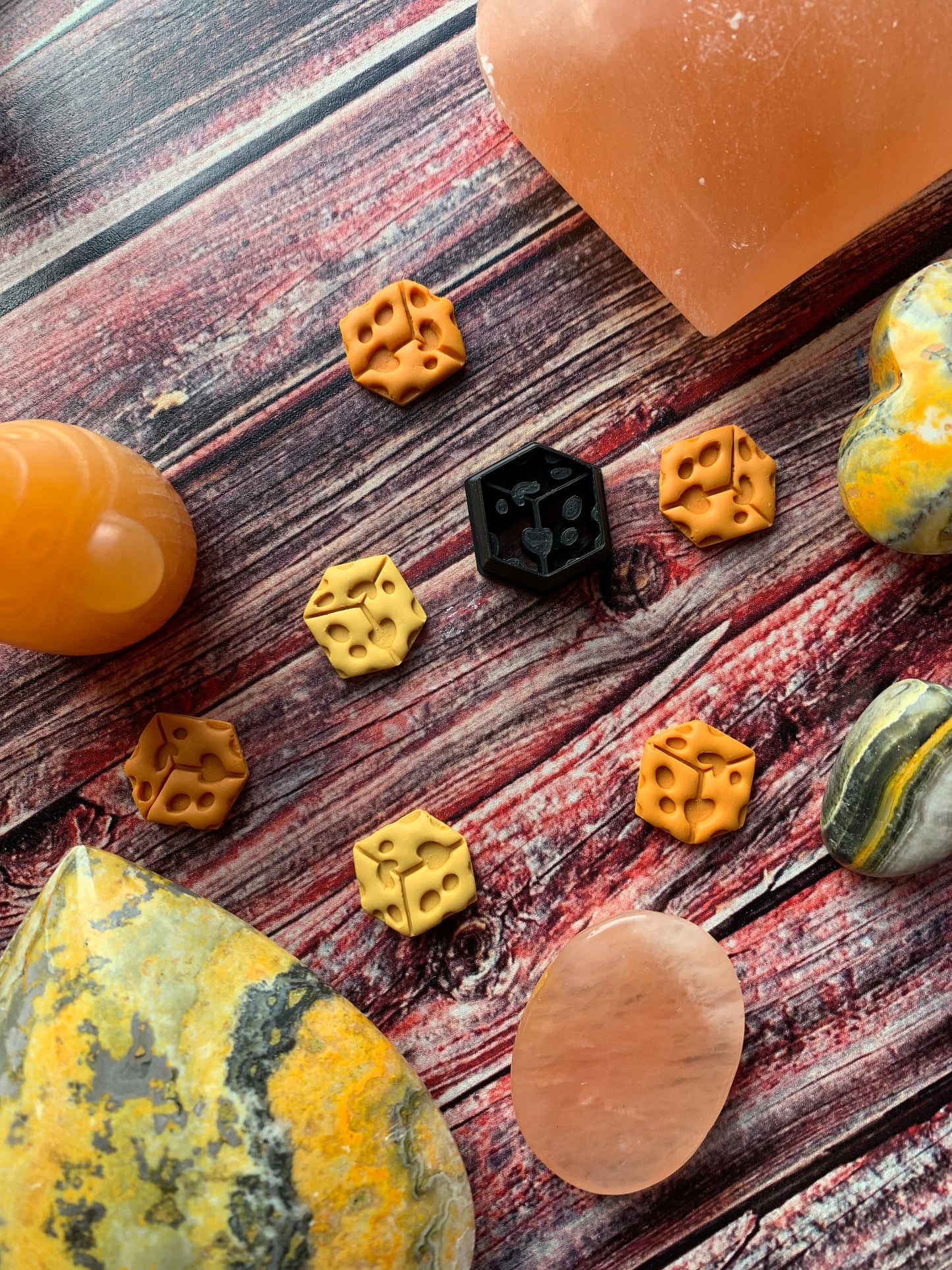 Cube of Hole Filled Cheese - Embossed Sharp Clay Cutter