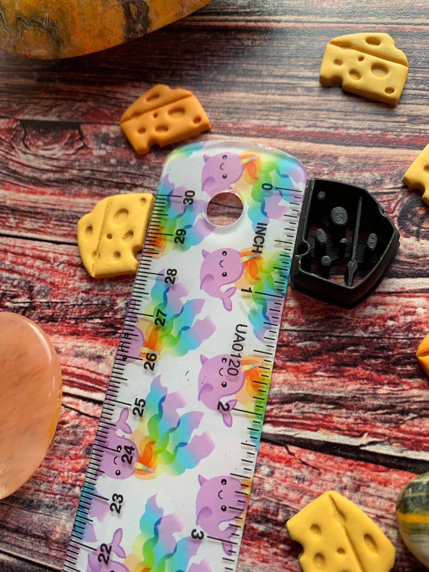 Wedge of Hole Filled Cheese - Embossed Sharp Clay Cutter