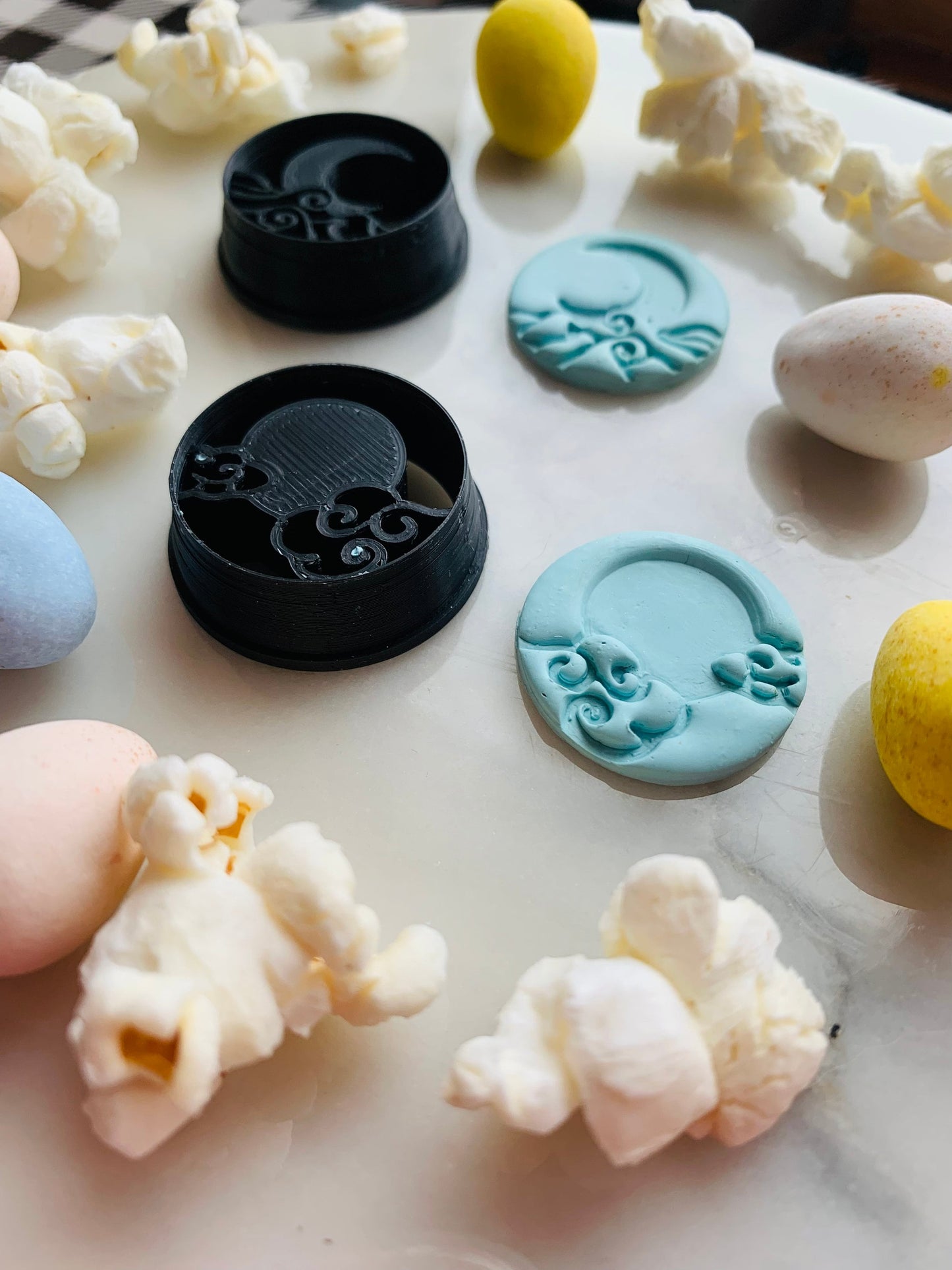 Clouds with Sun and Moon Tides SET OF 2 25mm Earring Embossed Sharp Clay Cutters