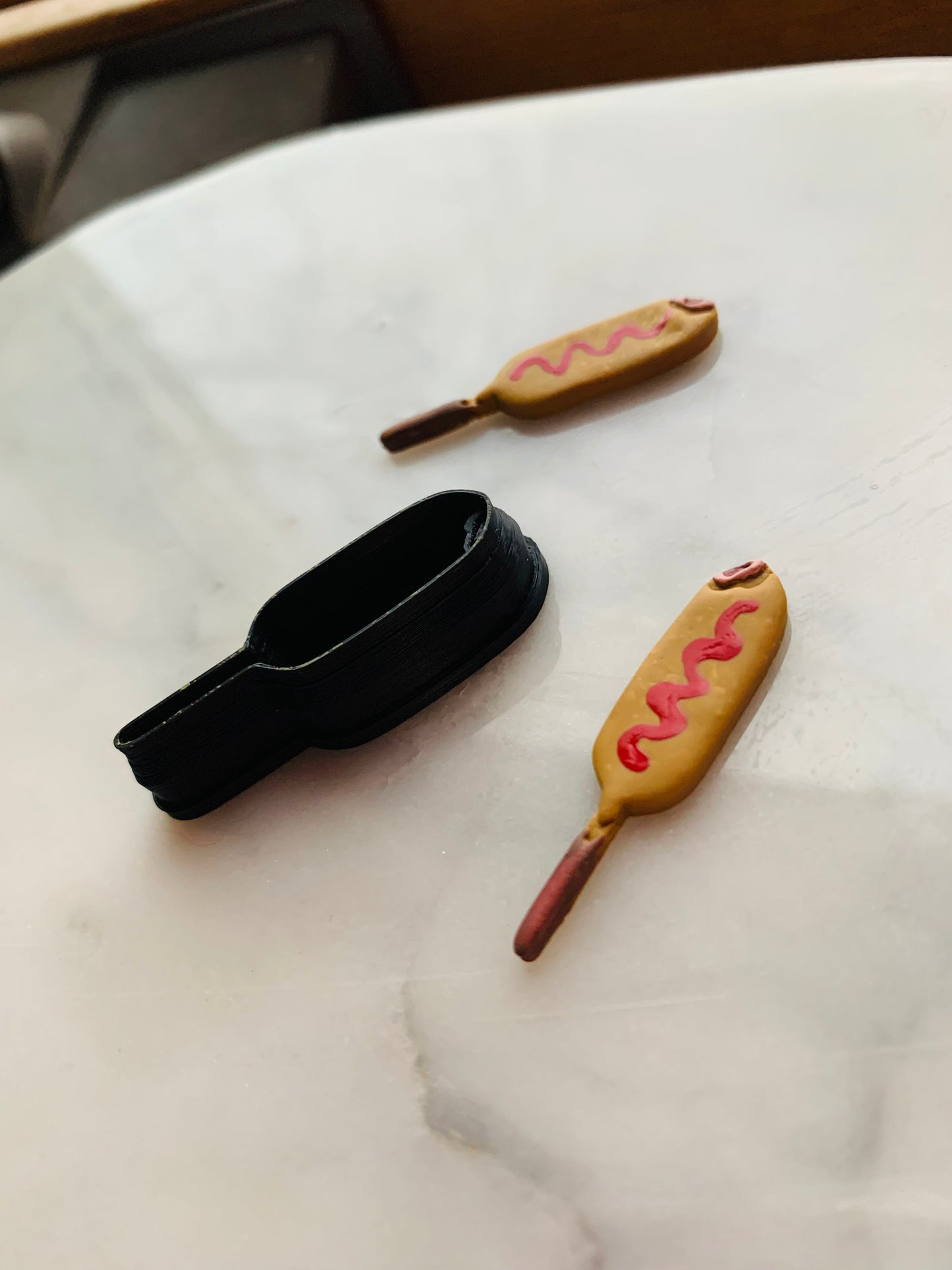 Corn Dog on a Stick with Bite Sharp Clay Cutter