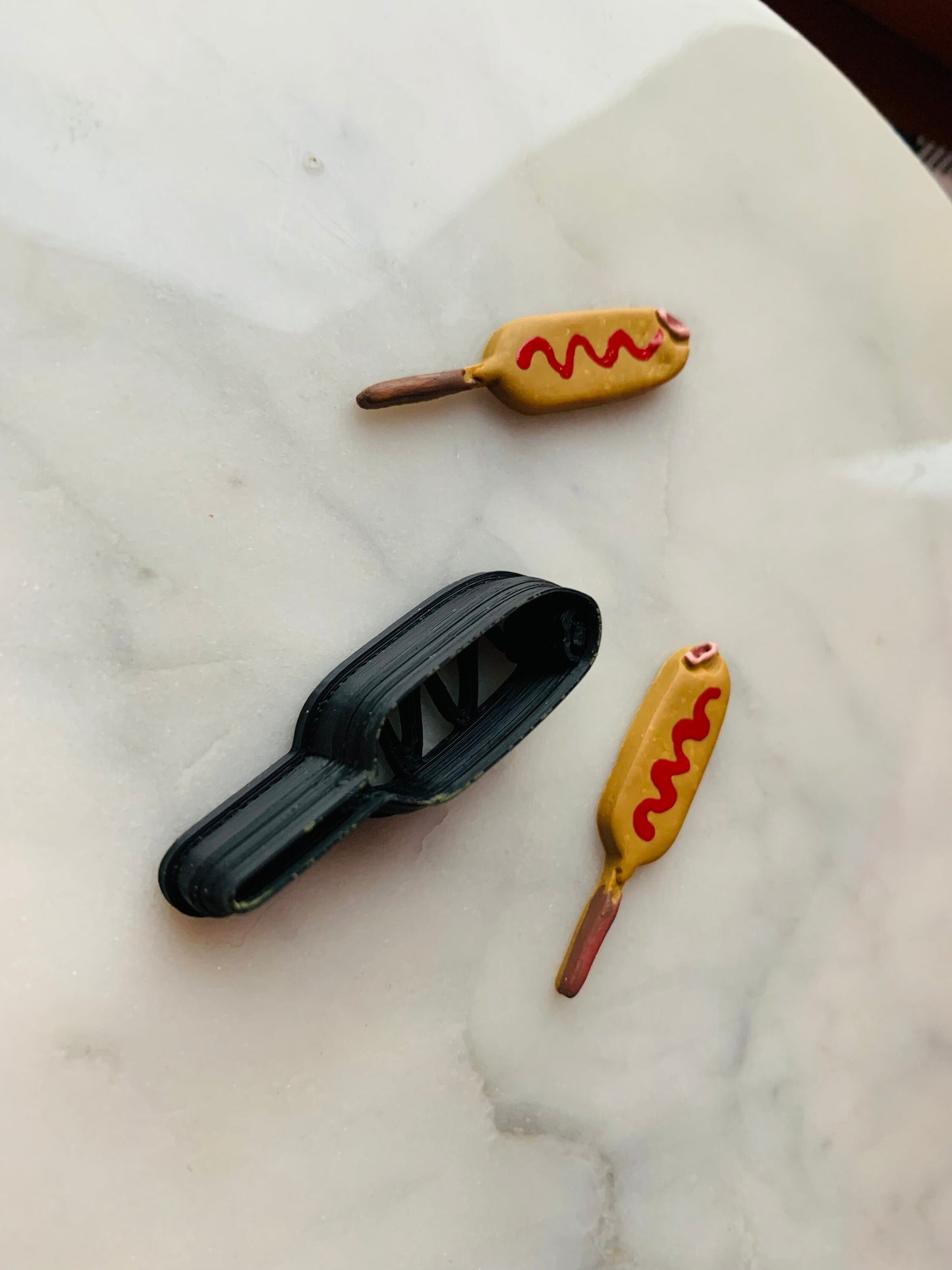 Corn Dog on a Stick with Bite Sharp Clay Cutter