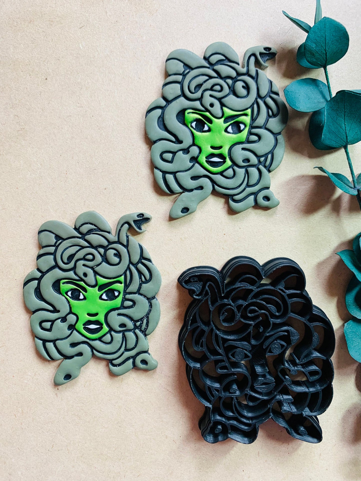63mm Medusa and Her Snakes (Updated) - Embossed Sharp Clay Cutter