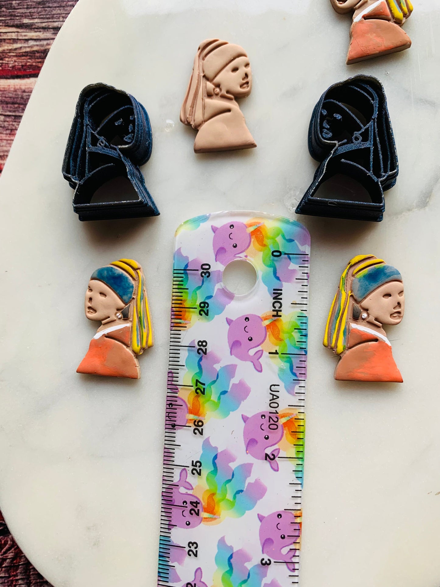 Greit Girl with a Pearl Portait - Polymer Clay Cutters with Detailed Lines