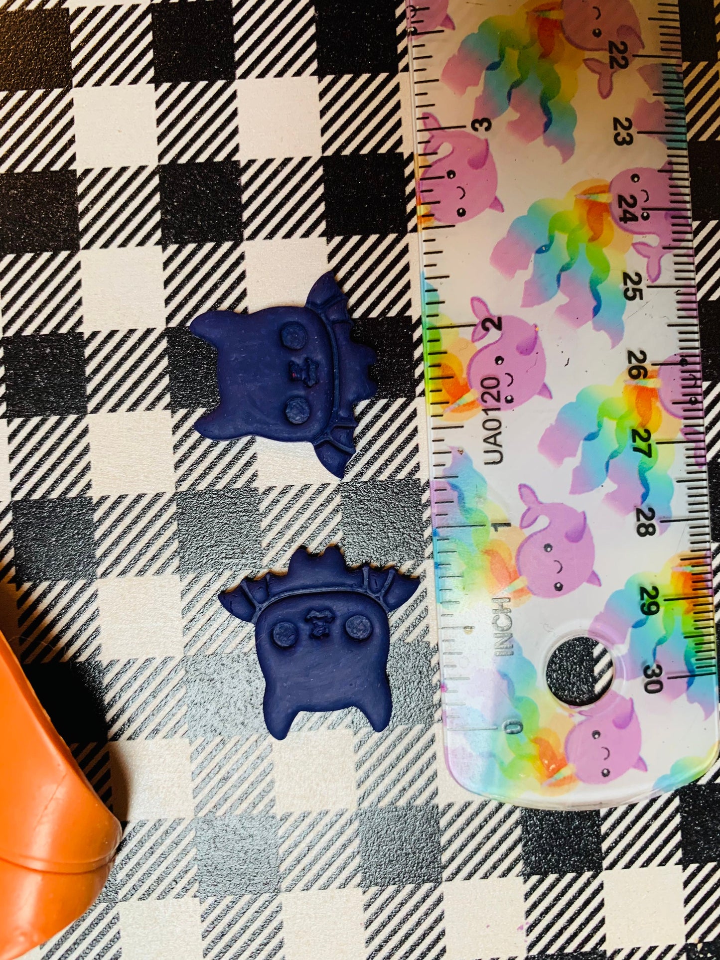 Flying Chibi Bat Oversized Earring Stud - Sharp Polymer Clay Cutter with Etching Details